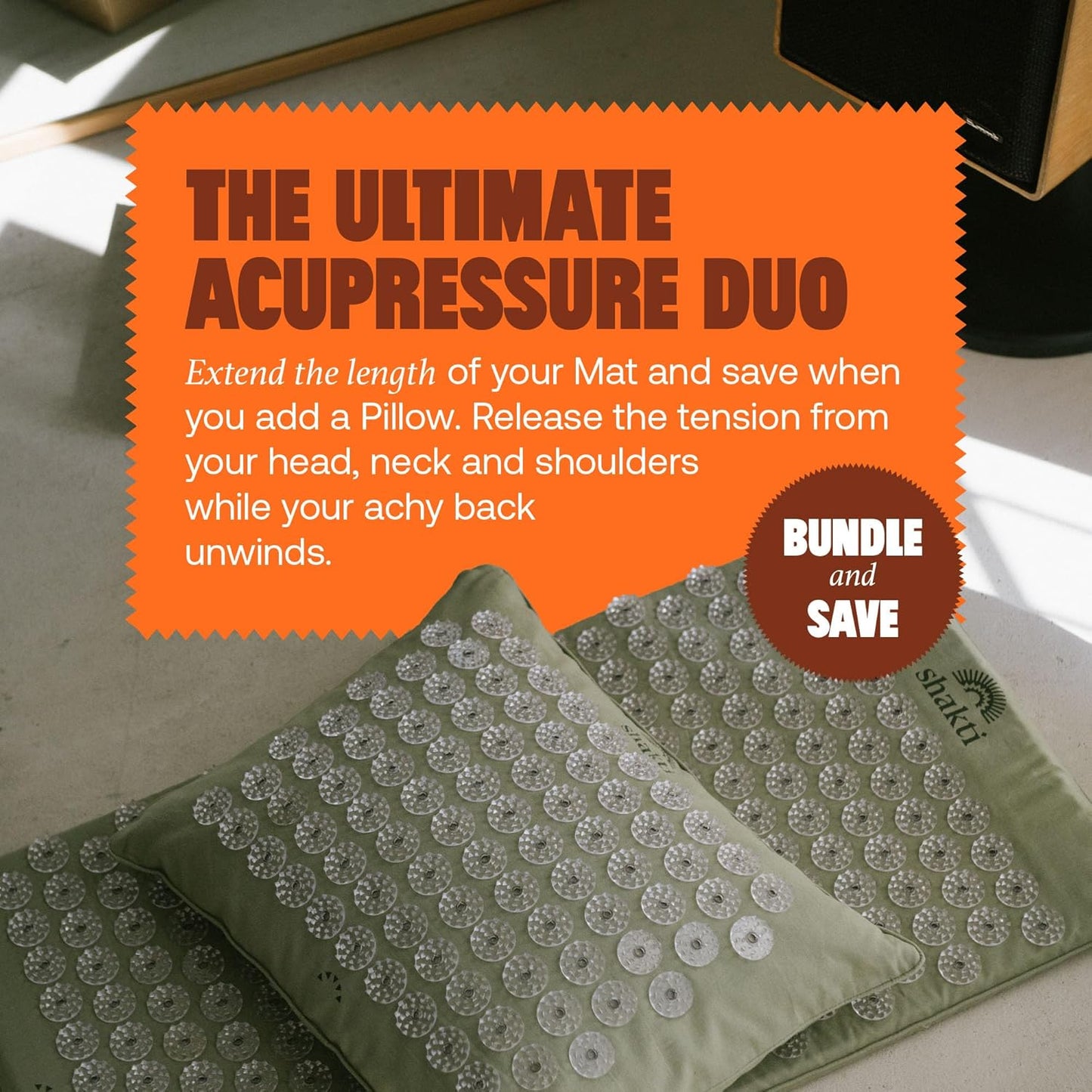 ShaktiMat Premium Acupressure Mat, Level 1 Intensity in Tulsi, Massage Muscles, Aid Sleep & Unlock Inner Tension | Similar to Acupuncture | FSA/HSA Eligible | Organic Cotton Certified