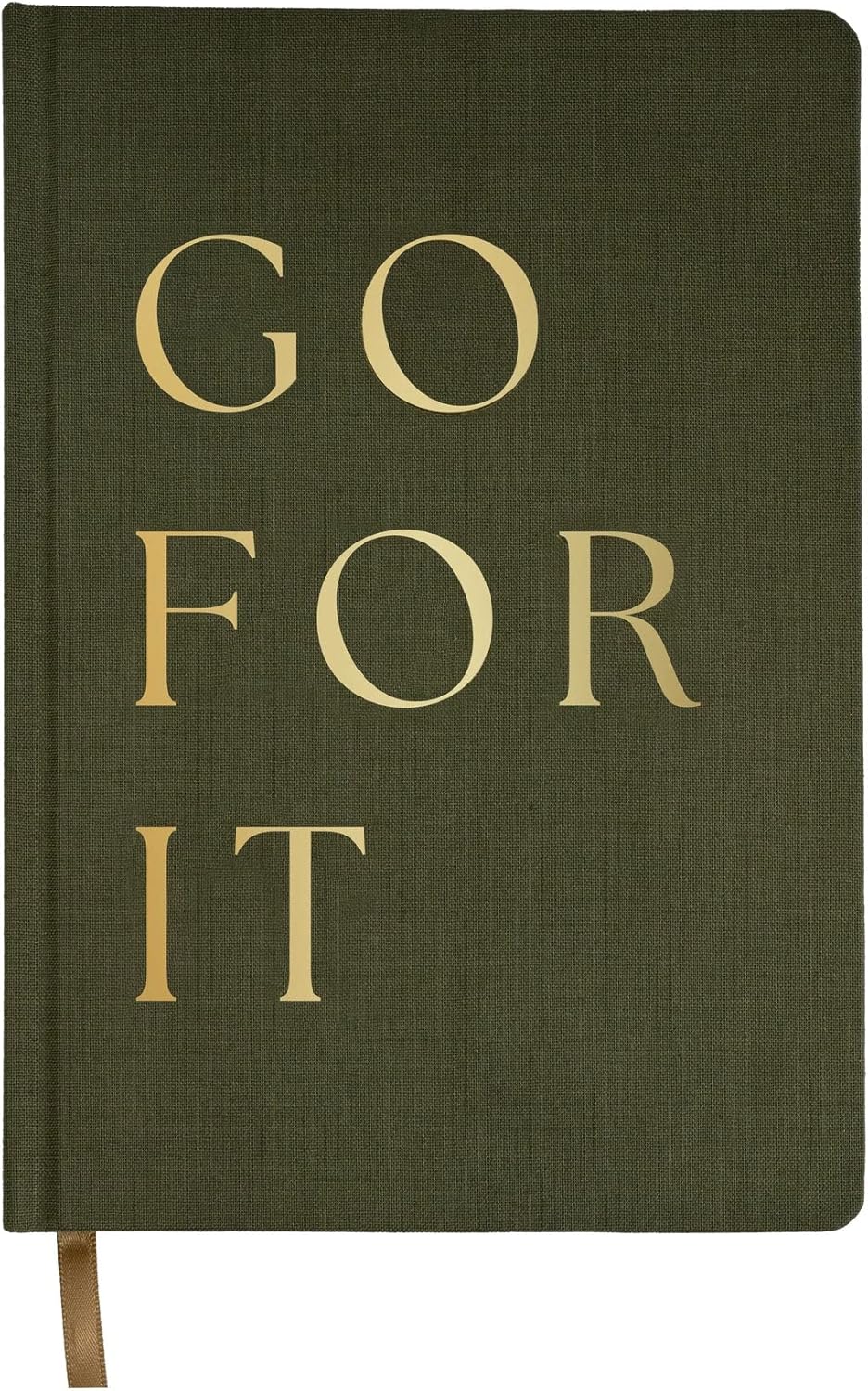 Sweet Water Decor Cute Motivational Lined Composition Notebook for Women, 100 Ruled Pages for Writing, Diary with Fabric Inspirational Olive Cover (Go For It)