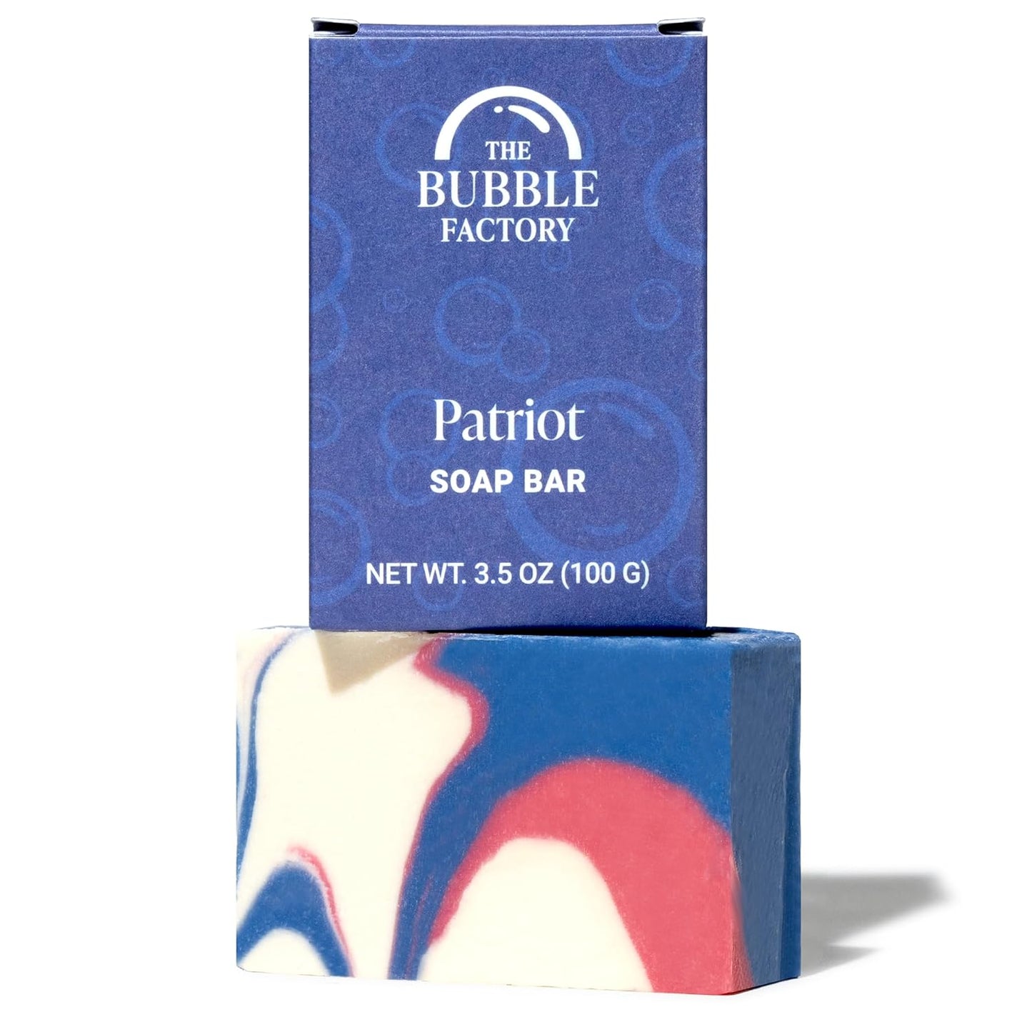 The Bubble Factory Handmade Soap, All Natural Soap for Women & Men, Hand, Bath & Body Natural Bar Soap, Vegan, Palm Oil Free, Made in USA with Shea Butter + Essential Oils, Patriot, Single
