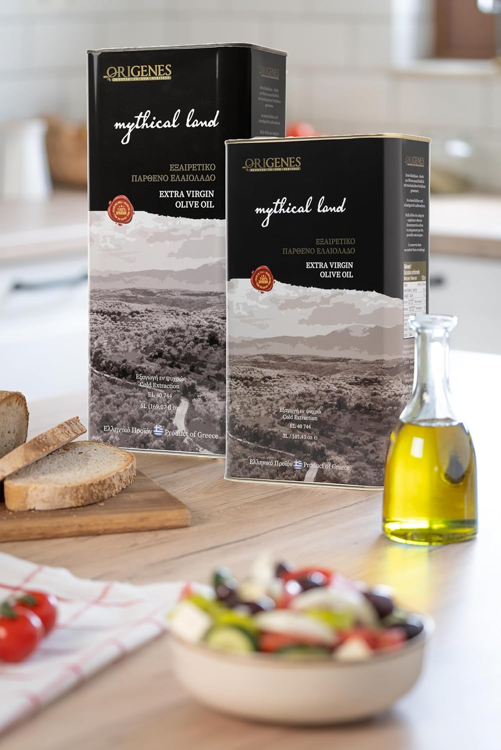 Extra Virgin Olive Oil Tin, Great Taste Cold Pressed, Polyphenol Rich EVOO, KORONEIKI Olive Oil Extra Virgin, EVOO from the Land of Sparta 5lt Tin