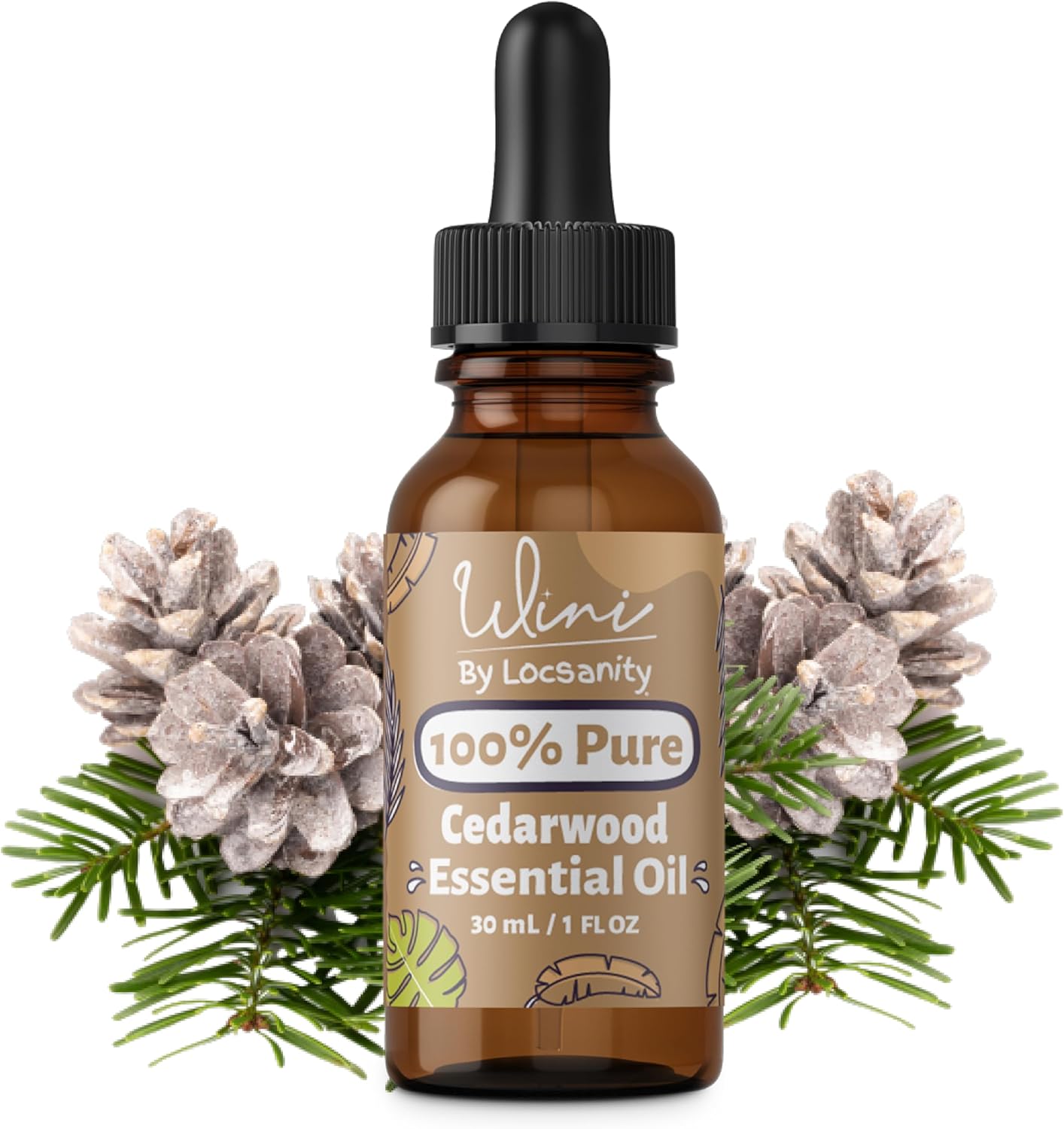 WINI by Locsanity Cedarwood Essential Oil with Glass Dropper | 100% Pure and Natural Cedarwood Diffuser Oil | Premium Grade Essential Oils for Skin Care, Aromatherapy, Hair & Scalp, Massage | 30ml