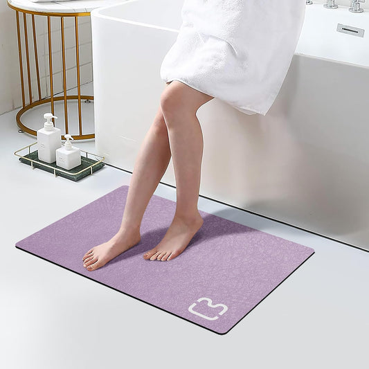 Diatomaceous Earth Bath Mat Rugs Quick Dry Super Absorbent Non Slip Rubber BottomThin Bathroom Mat Fit Under Door, Floor Rugs in Front of Bathtub,Shower Room,Sink,Washable, 15.7"x23.6", Lavender