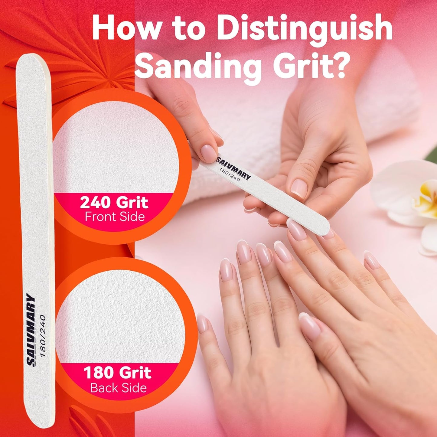 Professional Disposable Small Nail Files 180/240 Grit Double Sided White Emery Boards for Nails Manicure Pedicure Tools 50Pcs