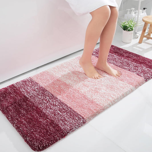 OLANLY Bathroom Runner Rugs 47x24, Extra Soft Absorbent Microfiber Bath Rugs, Rubber Backing, Quick Dry, Machine Washable Bath Mats for Bathroom Floor, Tub and Shower, Home Decor Accessories, Red