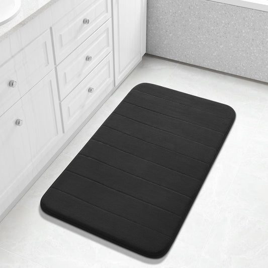 Yimobra Large Bath Mat 36"x24", Super Soft Quick Dry Memory Foam Bathroom Rug, Water Absorbent, Non Slip Backing Machine Washable for Tub Shower, Thick Comfort Support, Black