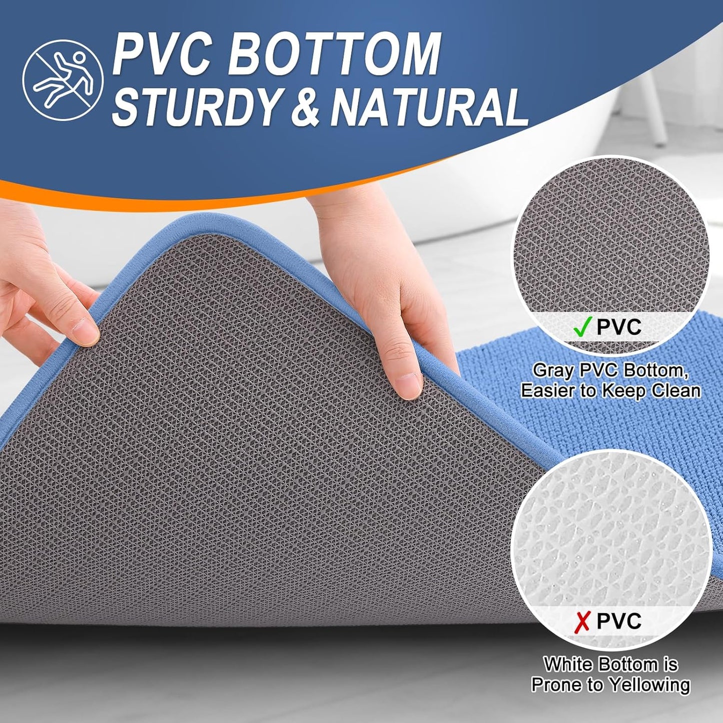 OLANLY Thick Memory Foam Bath Mat Rug 24x16, Extra Soft Absorbent Bathroom Rug, Quick Dry Bath Mat, Non-Slip, Machine Washable Carpet for Floor, Tub and Shower, Home Decor Accessories, Cornflower Blue