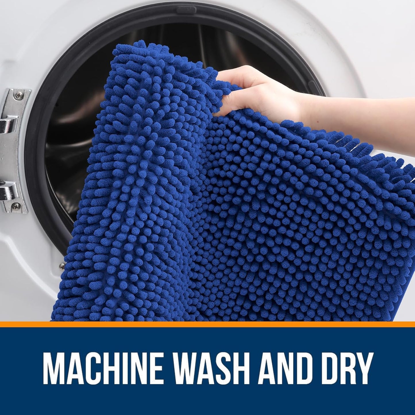 OLANLY Bathroom Rugs 59x20, Extra Soft Absorbent Chenille Bath Rugs, Rubber Backing Quick Dry, Machine Washable Bath Mats for Bathroom Floor, Tub and Shower, Home Decor Accessories, Royal Blue