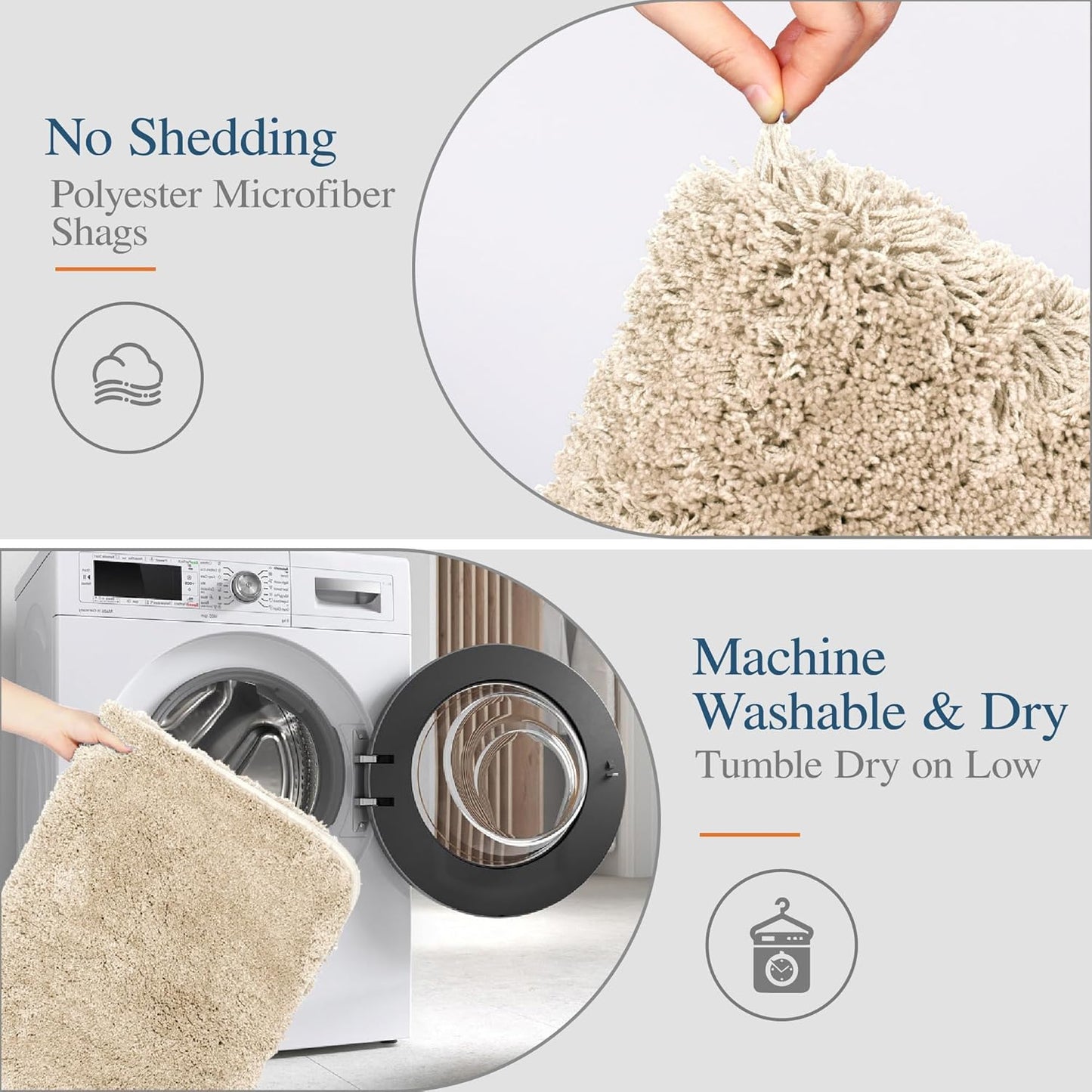 Walensee Large Bathroom Rug (24 x 36, Blush Beige) Extra Soft and Absorbent Shaggy Mat Machine Washable Microfiber Bath Mat, Non Slip Bath Mat, Luxury Bathroom Floor Mats