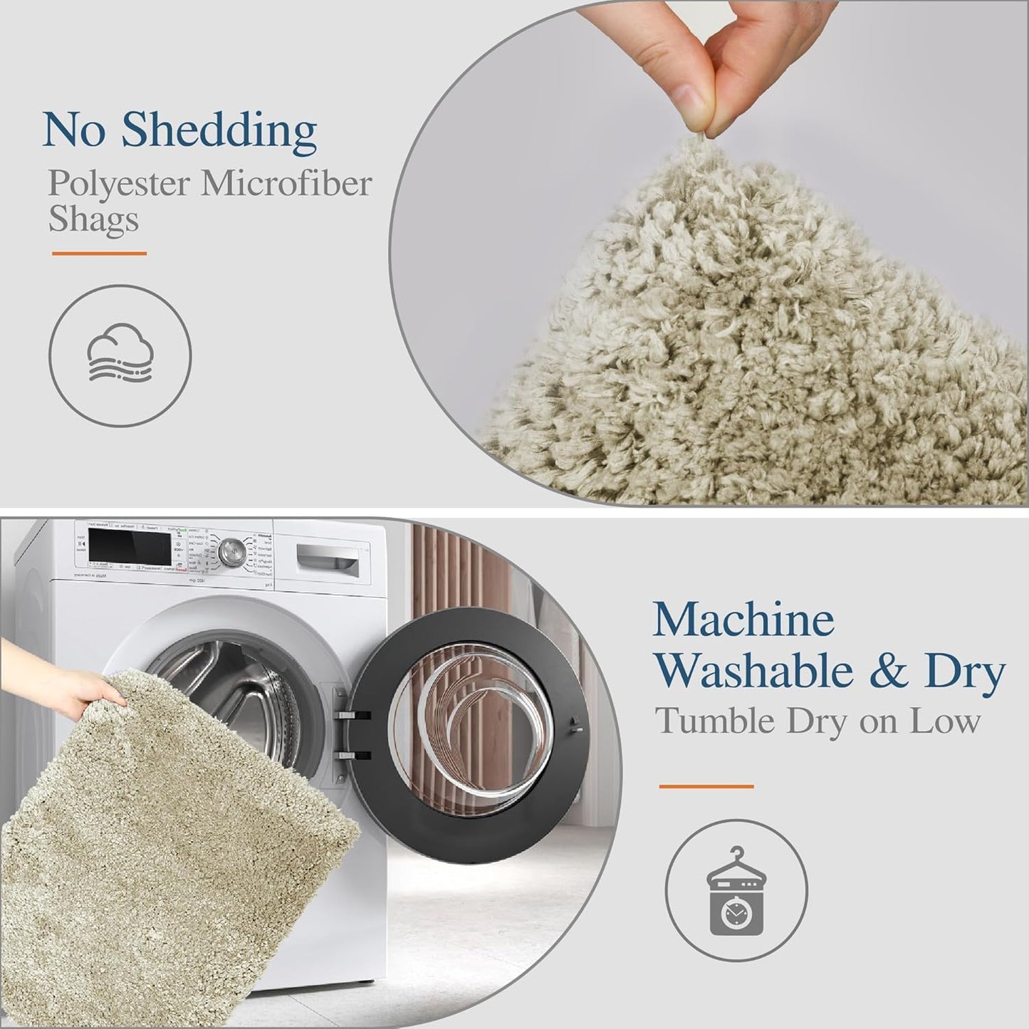 Walensee Large Bathroom Rug (24 x 48, Light Tan) Extra Soft and Absorbent Shaggy Bath Rug Machine Washable Microfiber Bath Mat Non Slip Bath Mat, Luxury Bathroom Floor Mats