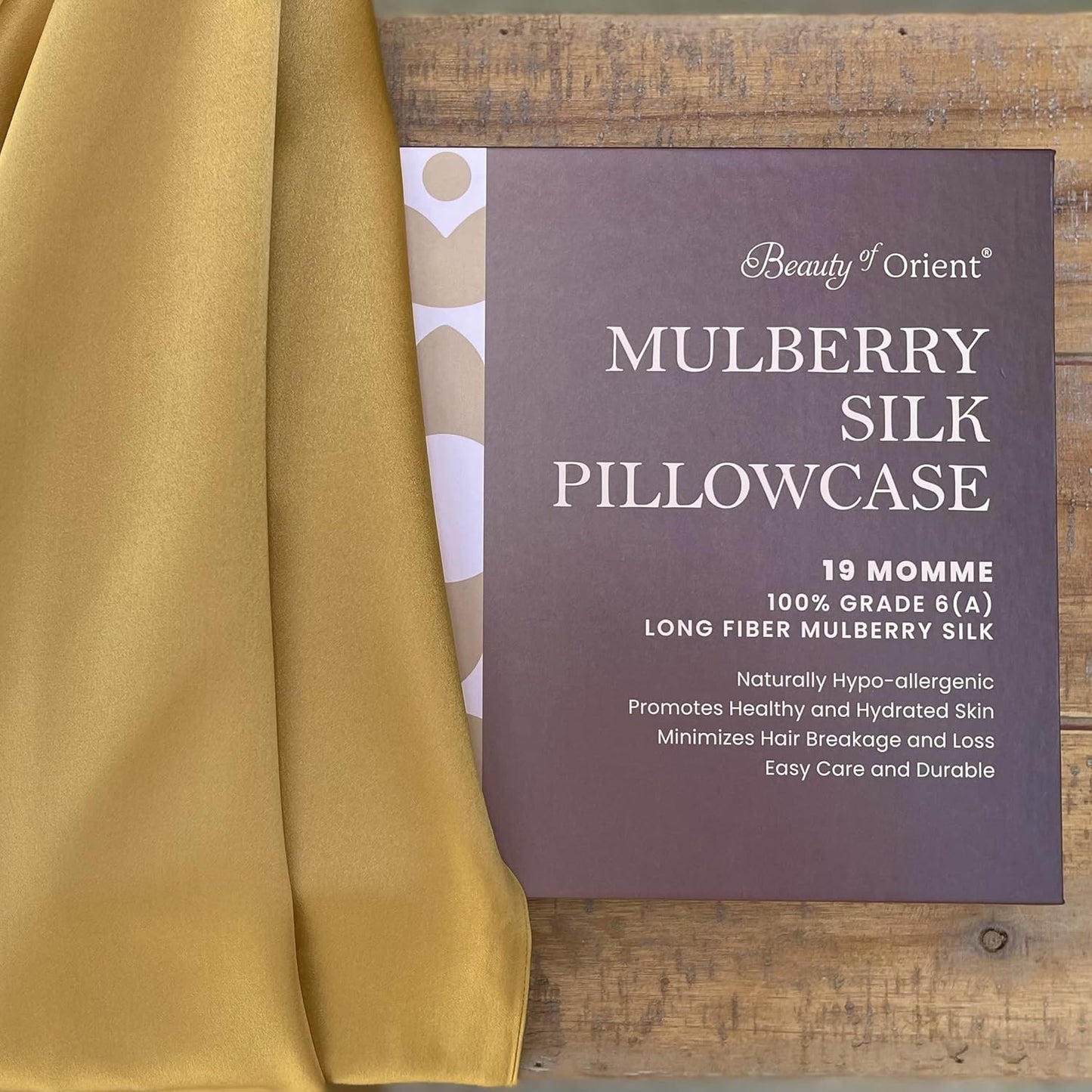 19 Momme Premium Mulberry Silk Pillowcase for Hair and Skin | Handcrafted Hypoallergenic & Anti-Acne 100% Silk Pillow Cases with Zipper | Queen - 20" x 30", Golden Honey