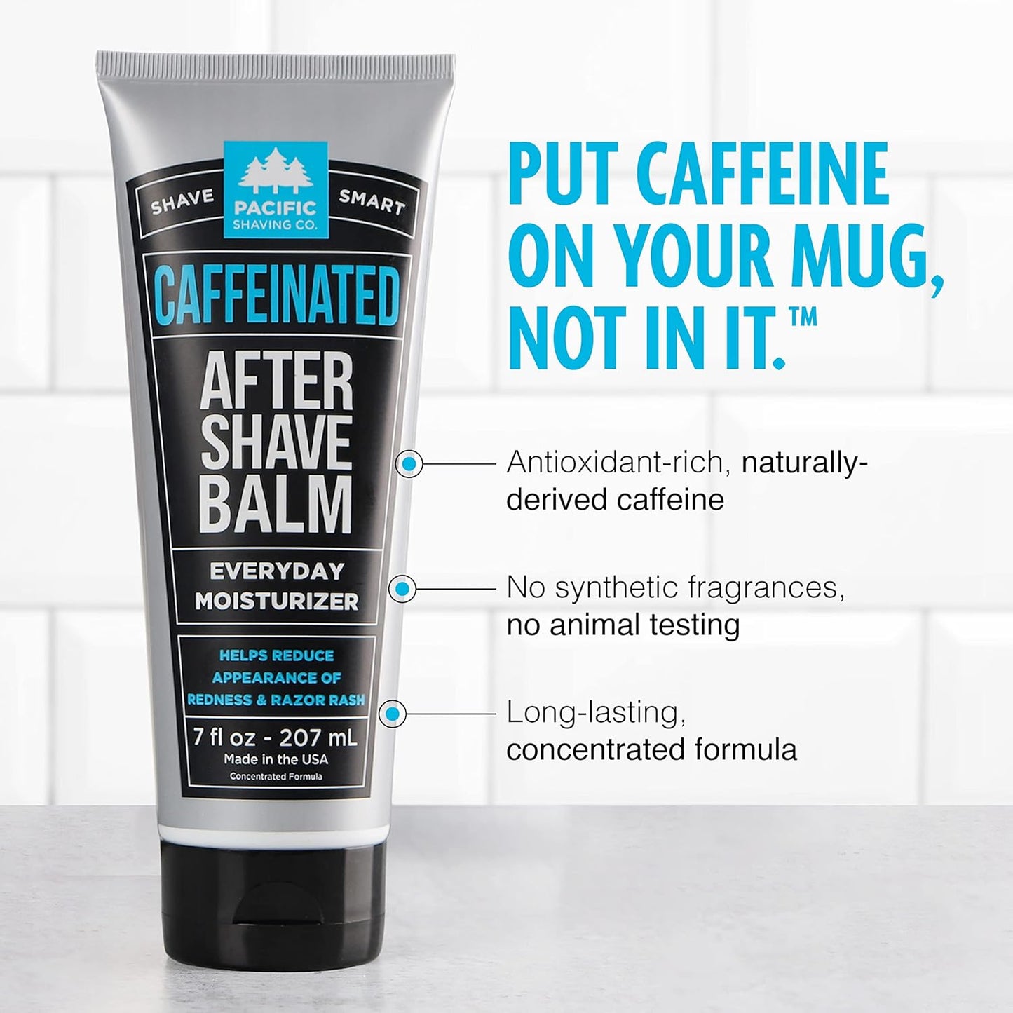 Pacific Shaving Company Caffeinated Shaving Cream & Aftershave Set - Shave Kit for Men - Antioxidant + Caffeine Enriched Shave Cream + Aftershave Lotion (7 Oz, 2 Pack)