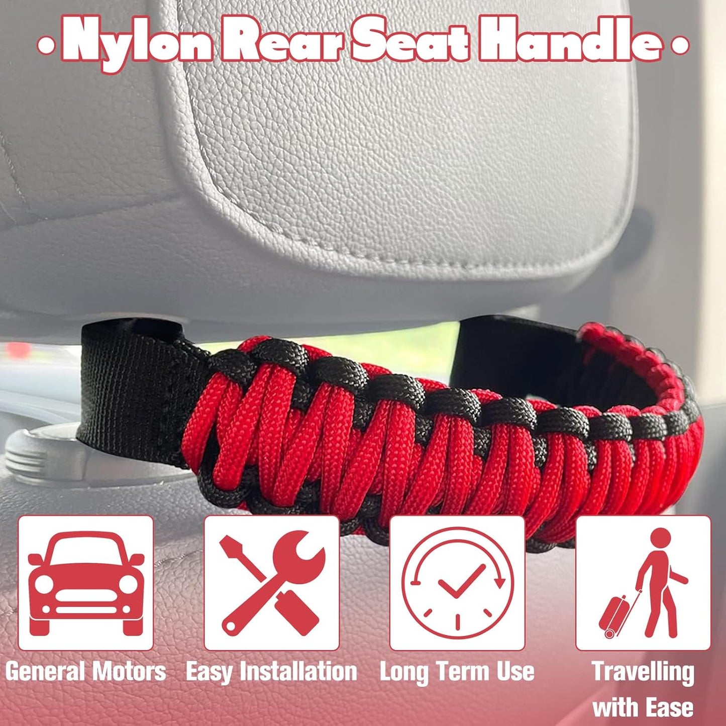 Car Door Handle for Elderly, Car Handle Assist for Elderly Car Door Handle, Car Cane Vehicle Support Handle, Car Headrest Grab Handle, Car Rear Seat Back Roll Bar Grip Handle