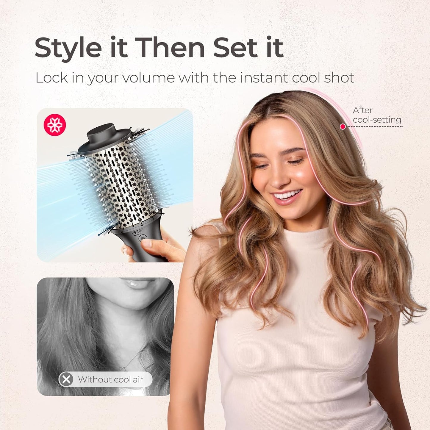 TYMO Hair Blow Dryer Brush, High-Speed Hair Dryer Brush for 300% Faster Dry and Style, Hot Air Blowout Brush, One Step Straightener Volumizer with 200M Negative Ion for Smooth, Frizz-Free