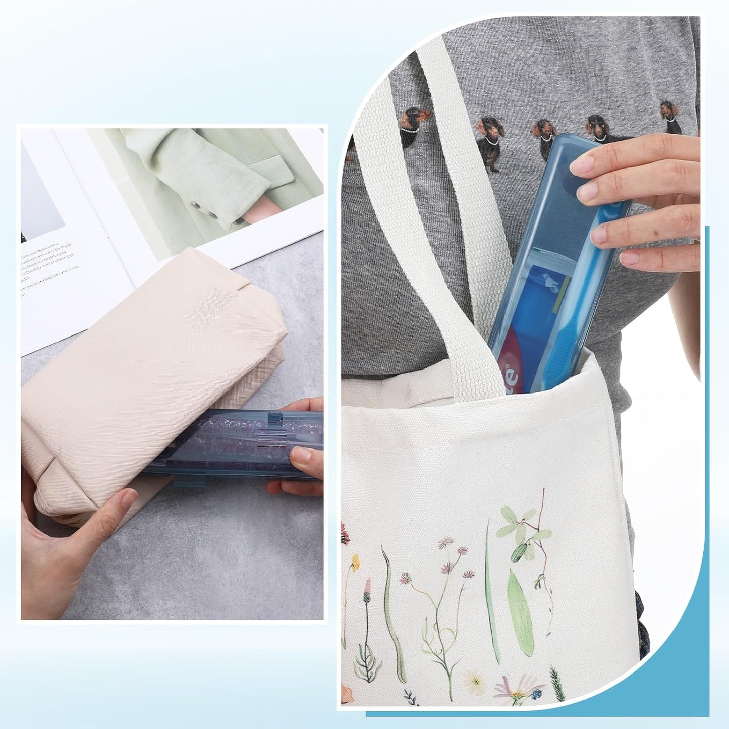 2 Pack Tooth Brush Case Travel,Toothbrush Holder Travel Case 7.9 x 1.8 x 1.1 In,Portable Plastic Toothbrushes Travels Holder with Secure Seal, Blue