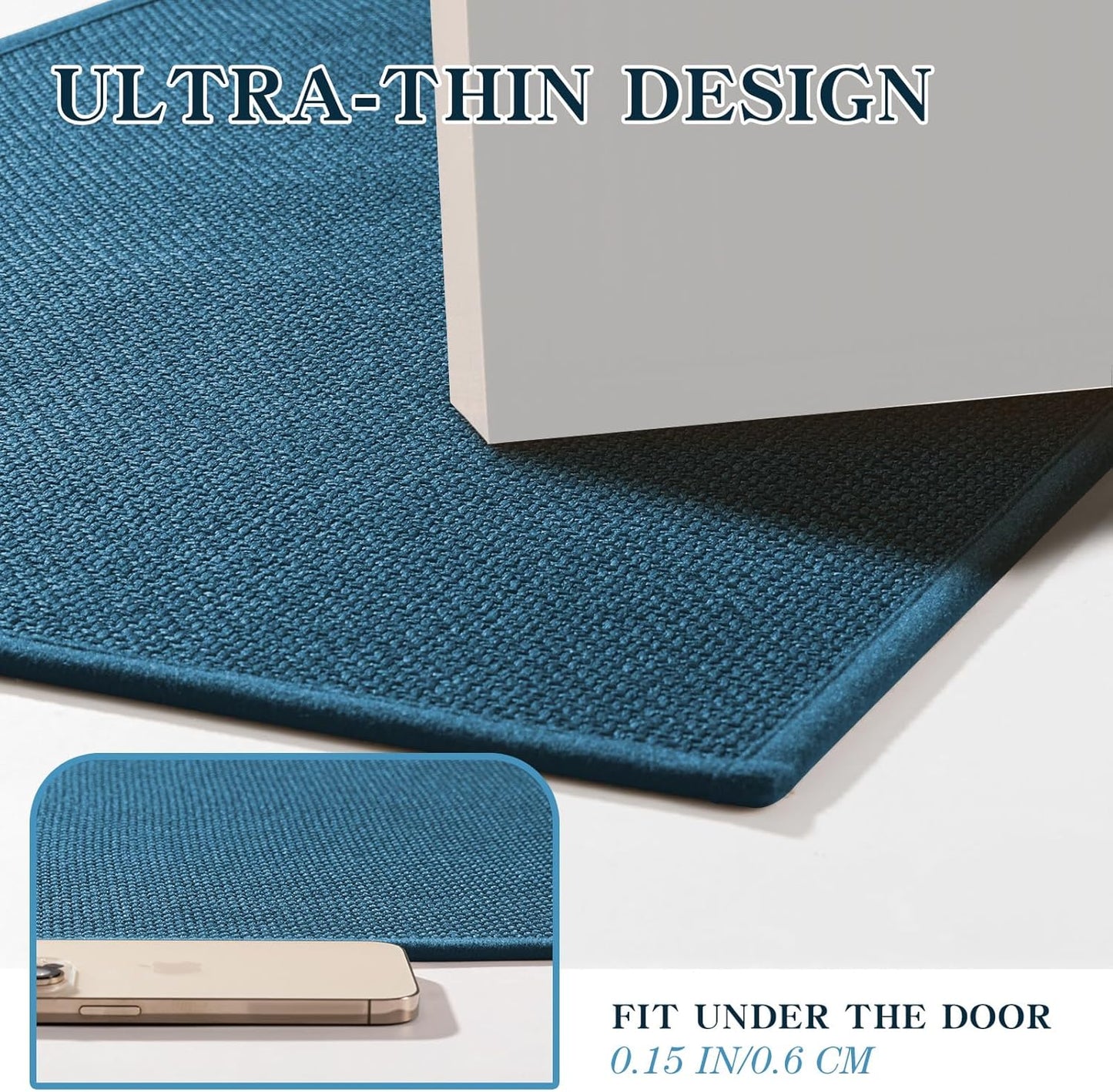 chakme Bathroom Rugs Mat 24x17, Ultra Thin Non Slip Bath Mat Small Quick Dry Absorbent Bath Mat for Bathroom Floor, (Dark Blue, 24"x17")