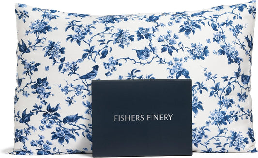 Fishers Finery 25mm 100% Pure Mulberry Silk Pillowcase (Tea Cup Print, Queen)