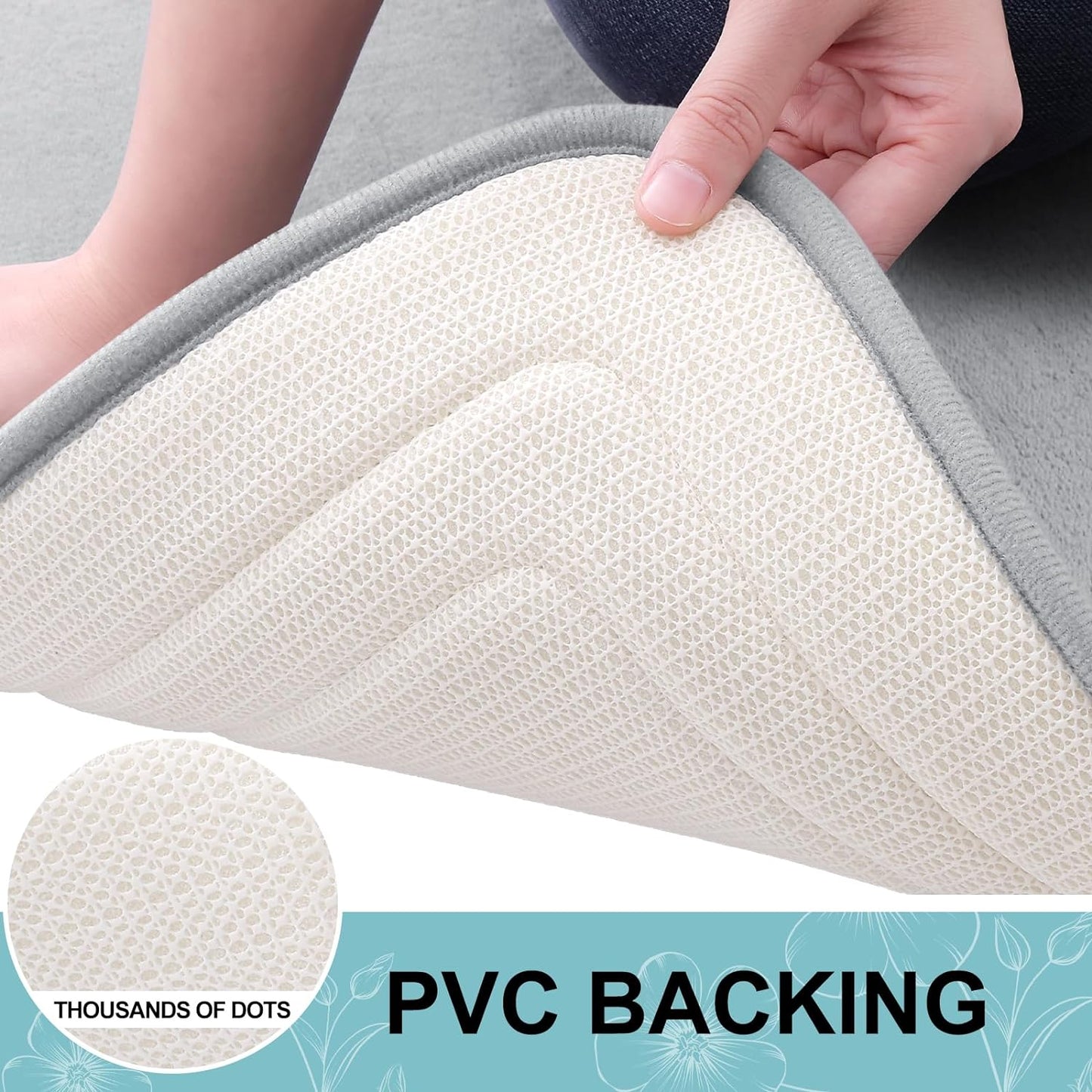 Grandaily Memory Foam Bath Mat Rug 47x17, Ultra Soft, Non-Slip and Absorbent Bathroom Rugs, Machine Wash Dry, Comfortable Bath Carpet for Bathroom Floor, Tub and Shower, Grey