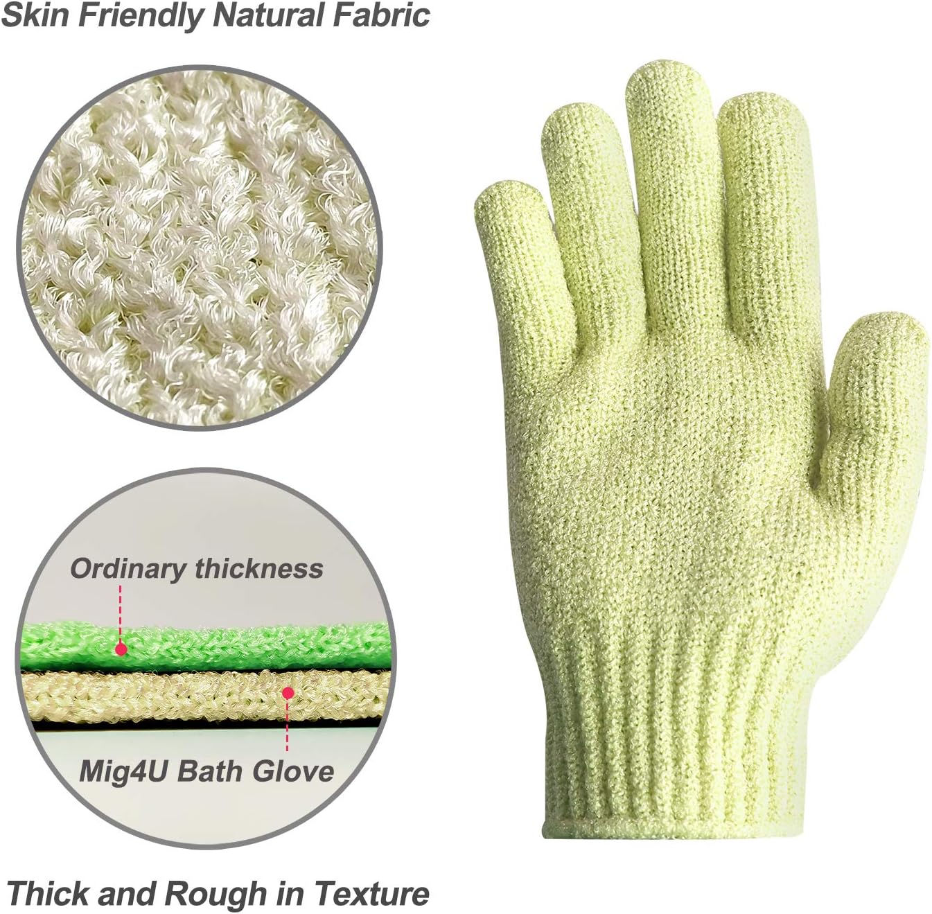 MIG4U Shower Exfoliating Scrub Gloves, Bathing Gloves Body Wash Dead Skin Removal Deep Cleansing Sponge Loofah for Women Men