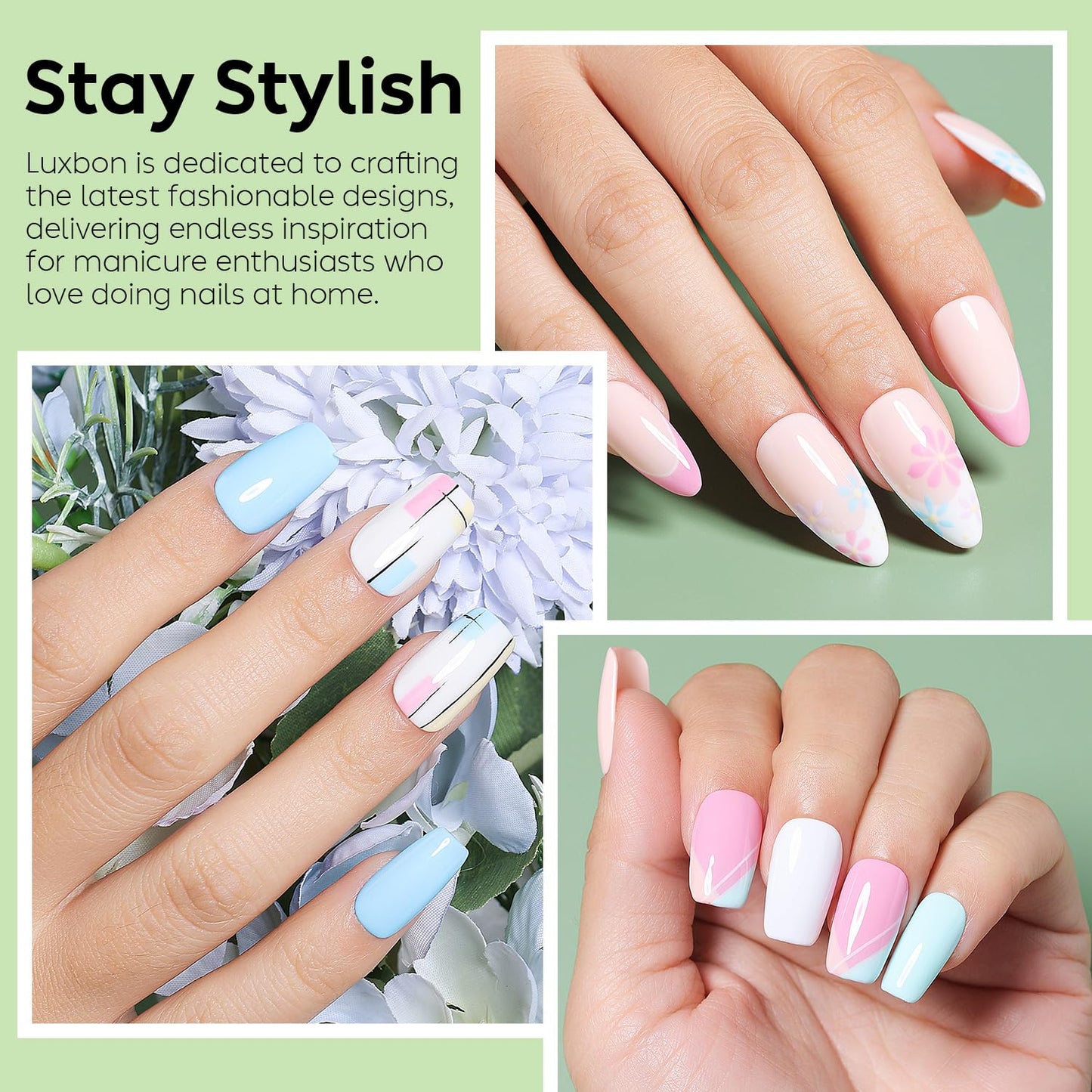 Luxbon 12 pcs Gel Nail Polish Set - Summer Color Set Long Lasting Gel Polish, uv led Soak Off Nail Art Designs Manicure Kit 009