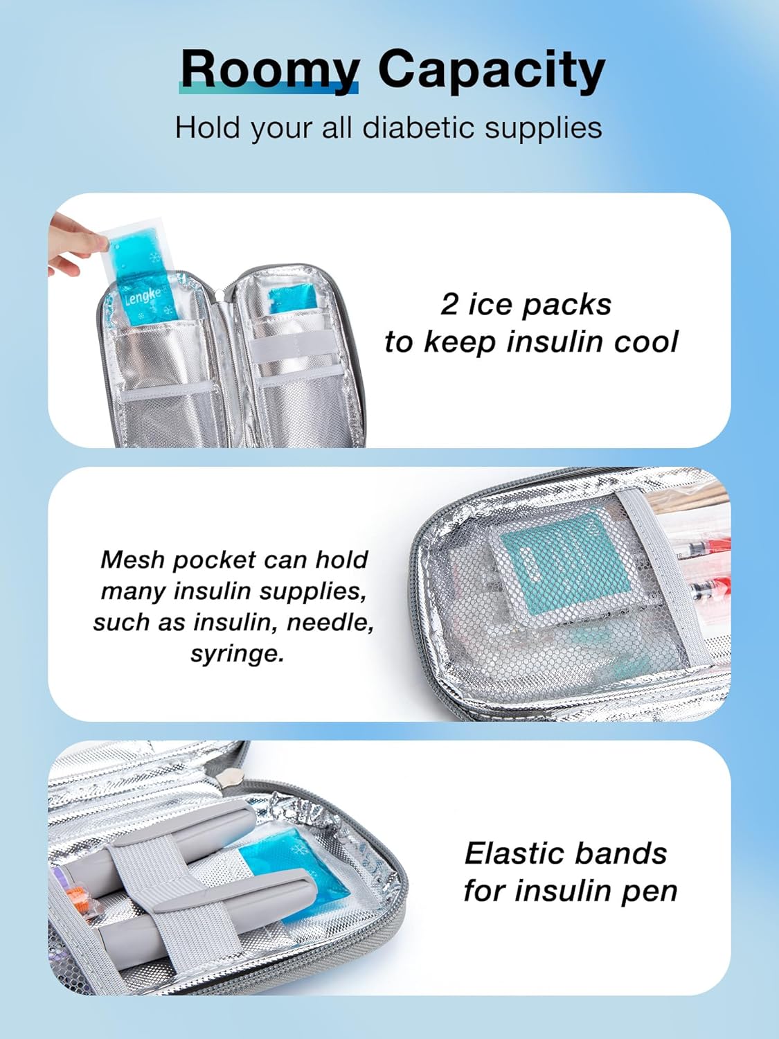 Leng Ke Insulin Cooler Travel Case TSA Approved Ice Packs,Insulin Travel Case for Insulin Pen, Insulin Supplies, Portable Insulin Pen Cooler Travel Case for Travel and Daily Life (Purple)