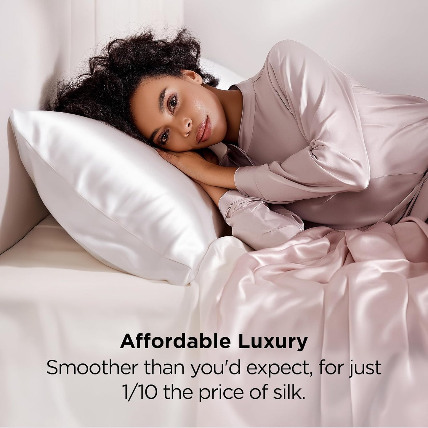 Bedsure Satin Pillowcases, Similar to Silk Pillow Cases Queen Size Set of 2, Pure White Cooling Pillow Case for Sleeping Women with Envelope Closure, Gifts for Women Men, 20x30 Inches, 2pcs