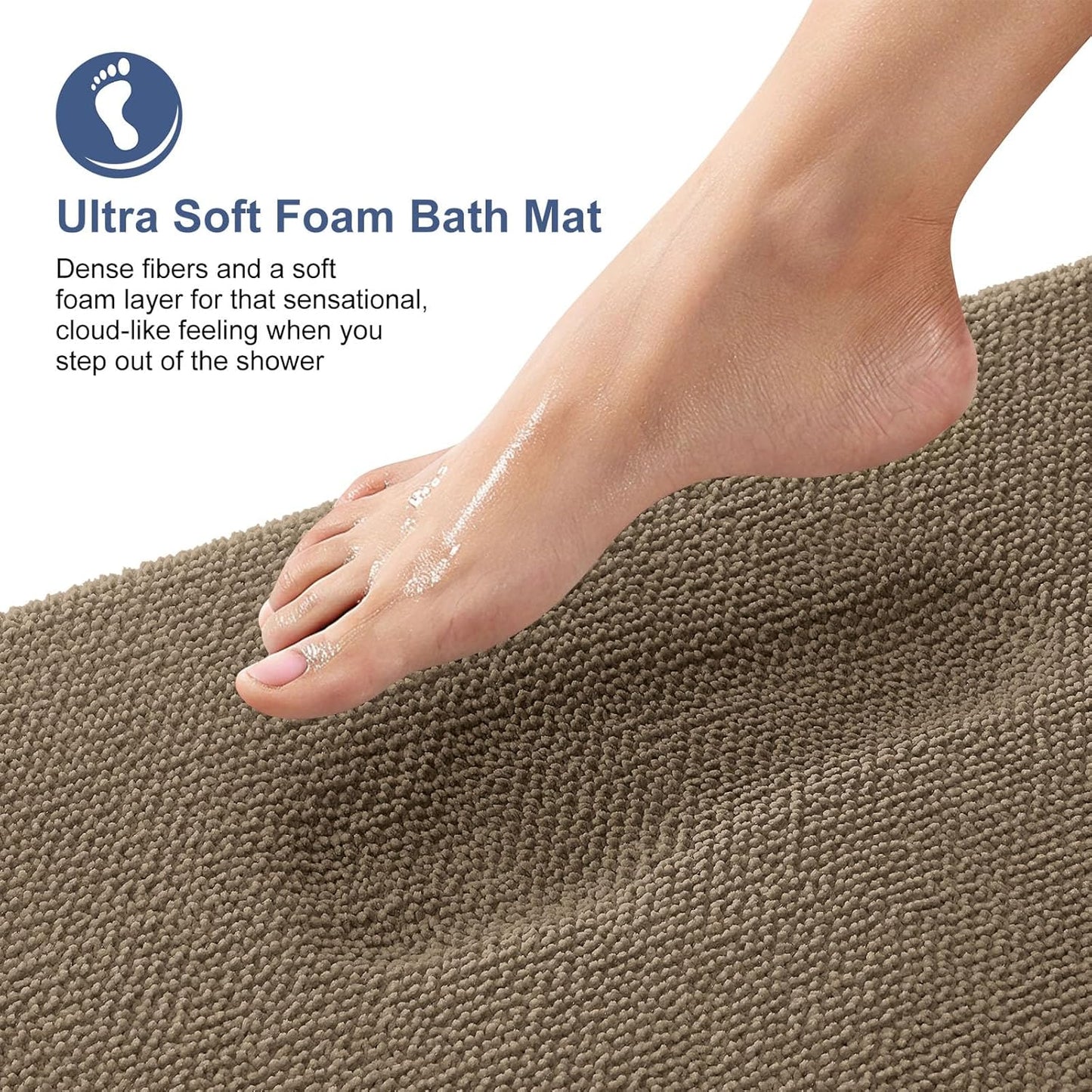 OLANLY Thick Memory Foam Bath Mat Rug 44x24, Extra Soft Absorbent Bathroom Rug, Quick Dry Bath Mats, Non-Slip, Machine Washable Carpet for Bathroom, Tub and Shower, Home Decor Accessories, Tan