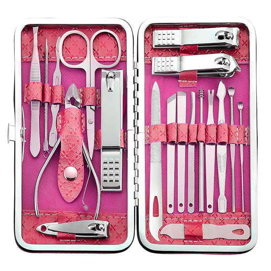 Manicure Set - 19 in 1 Professional Nail Clippers Pedicure Kit, Manicure Tool Kit, Stainless Steel Facial Grooming Set Kit, Gift Idea for Women, Men, Girls, Teens, Red