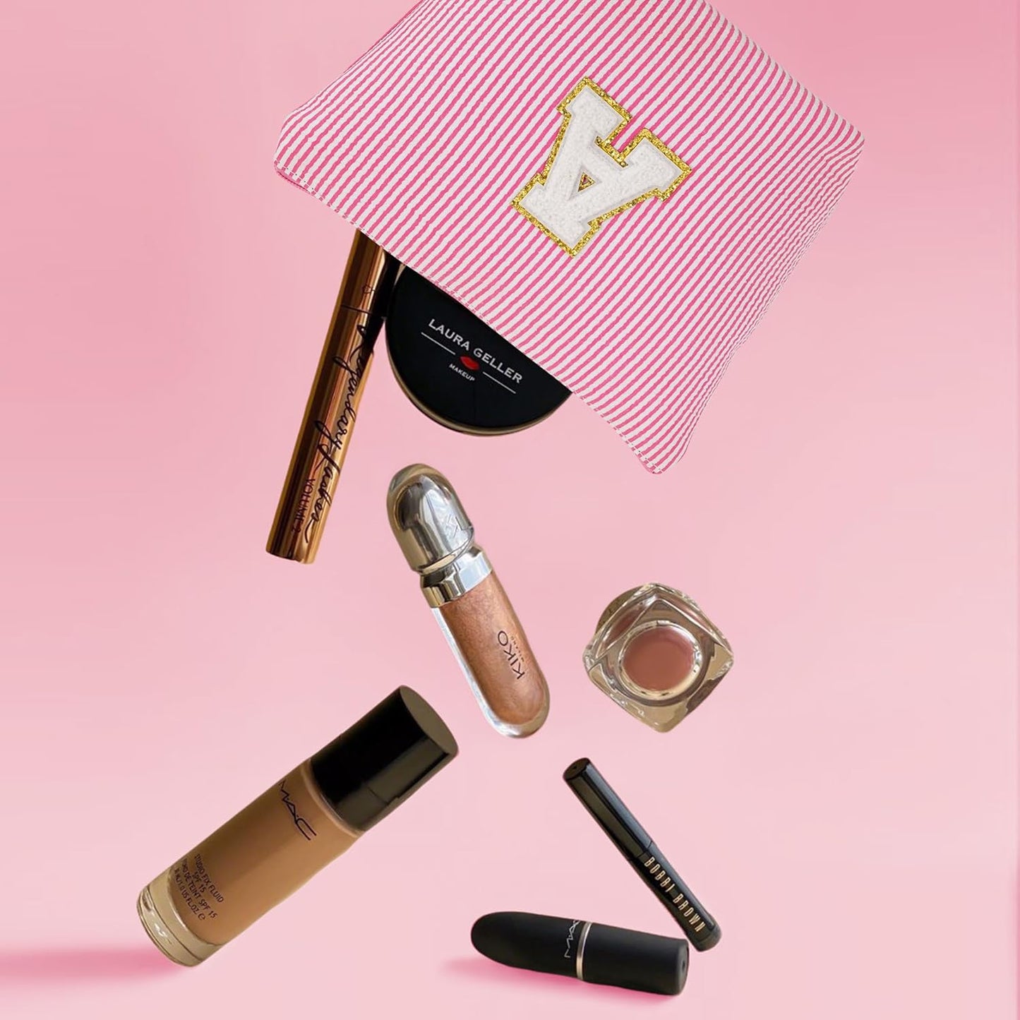 Travel Essentials - Portable Travel Makeup Bag Set for Women, Portable Initial Travel Toiletry Bag, Makeup Pouch Organizer Cosmetic Bag Birthday Gifts for Women, Blue Letter D