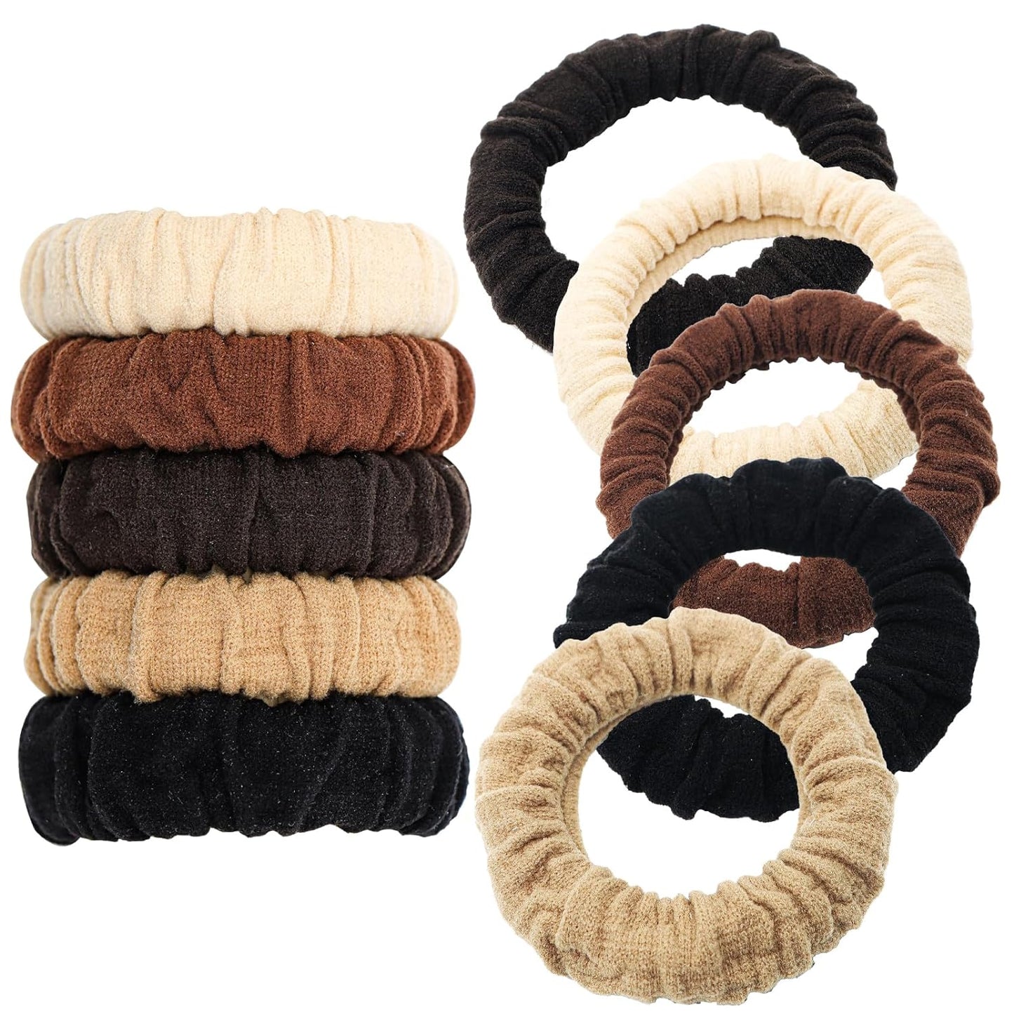 Youxuan No Damage Soft Polyester Hair Ties, No Tug Scrunchies Hair Bands with Strong Elasticity