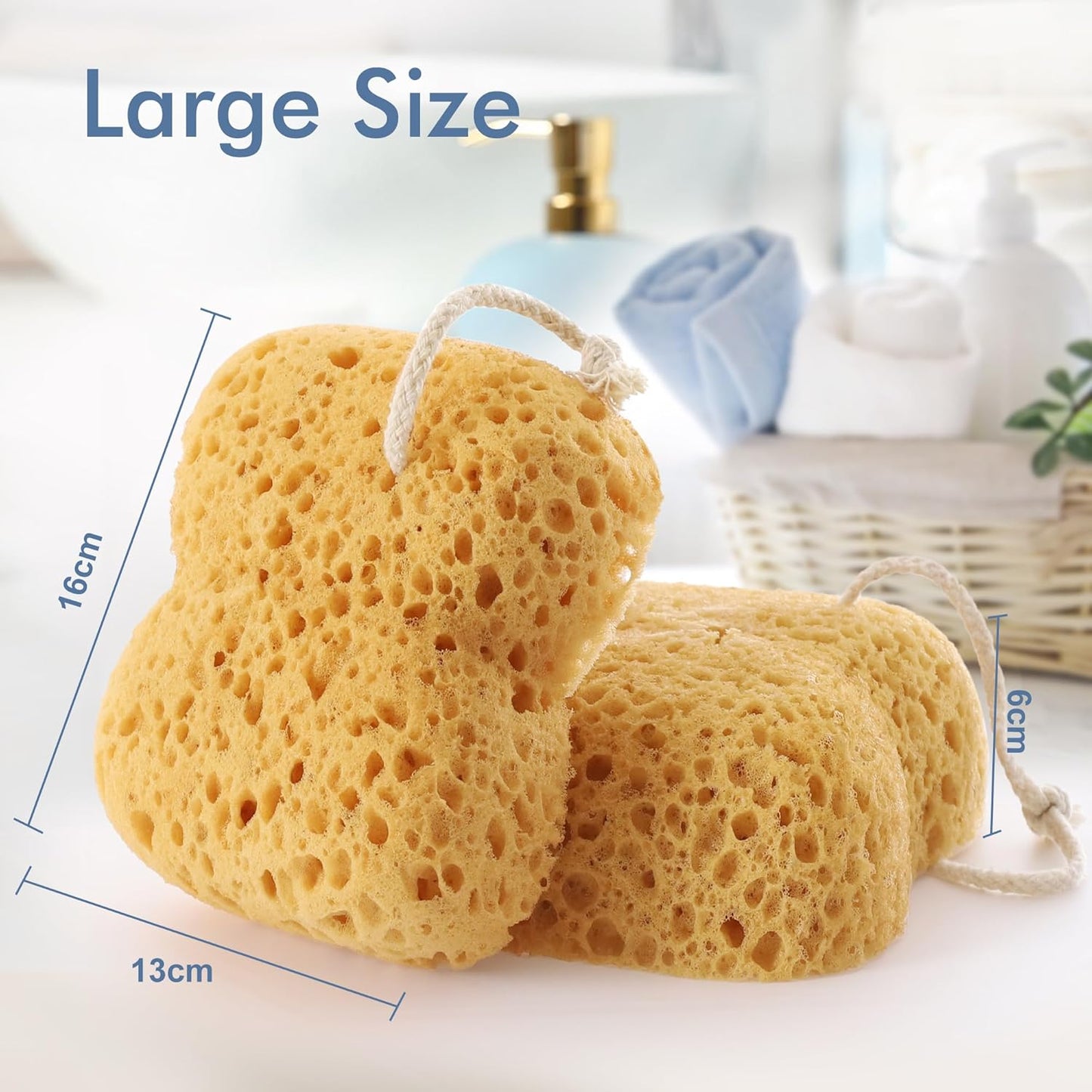 Bathing Sponges, Azymi 4-Pack Shower Sponge for Women Men, Body Wash Sponges with Dense Foam for Gentle & Deep Cleansing, Ultra-Soft for Sensitive Dry Skin