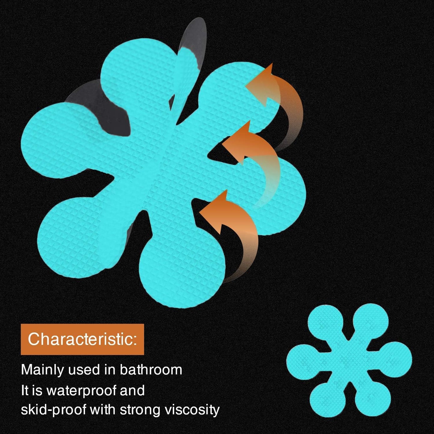 Bathtub Stickers Non-Slip, 24 PCS Safety Shower Treads Adhesive Appliques with Premium Scraper (Blue)