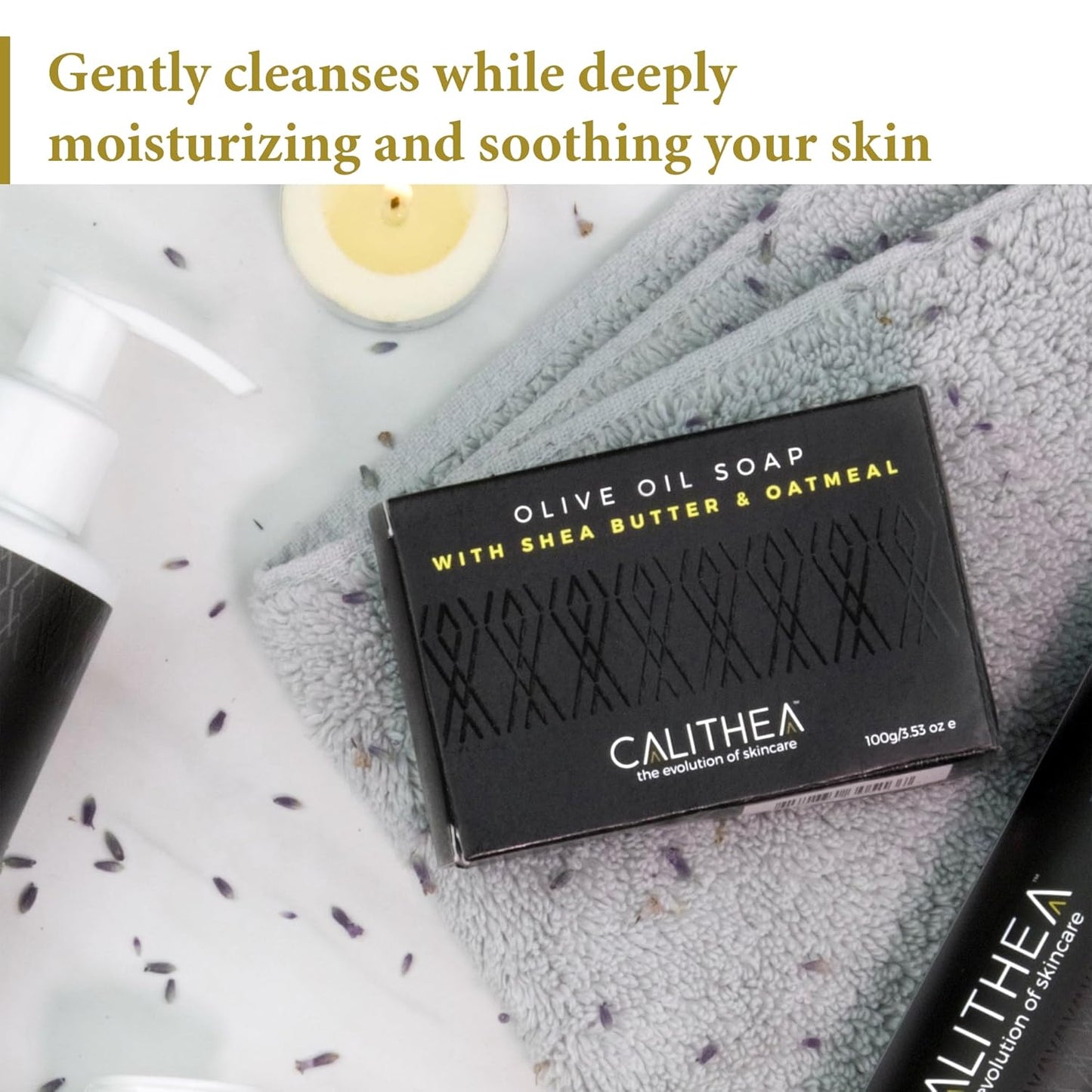 Calithea 3 Pack Soap Bars: Olive Oil Soap with Shea Butter & Oatmeal