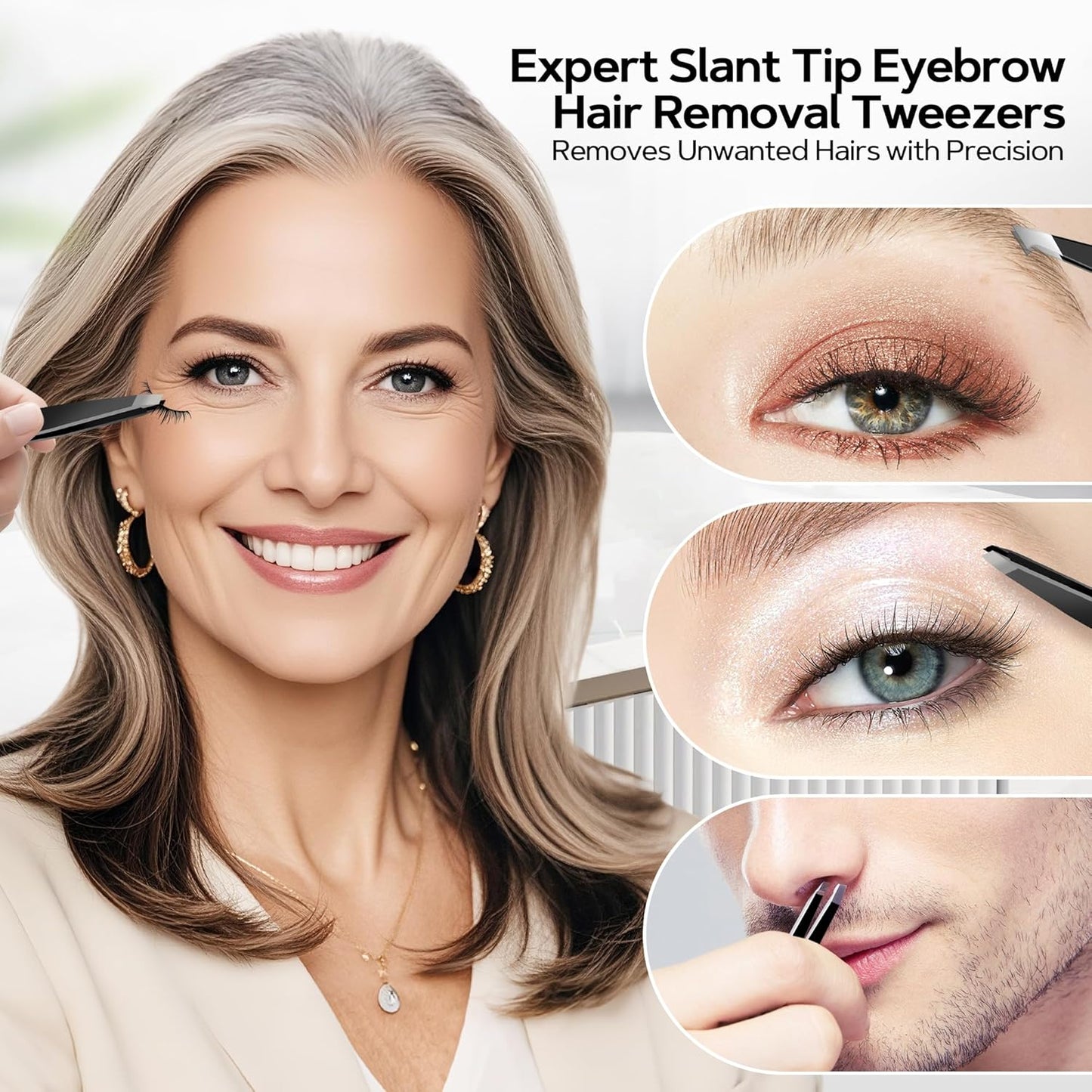 MIYADIVA Magnifying Mirror Set, 20x&30x&40x Suction Cup Makeup Mirror, 2 Tweezers & Storage Bag, 3.5 Inch Compact Mirror for Travel, Bathroom, Home, Gifts for Women