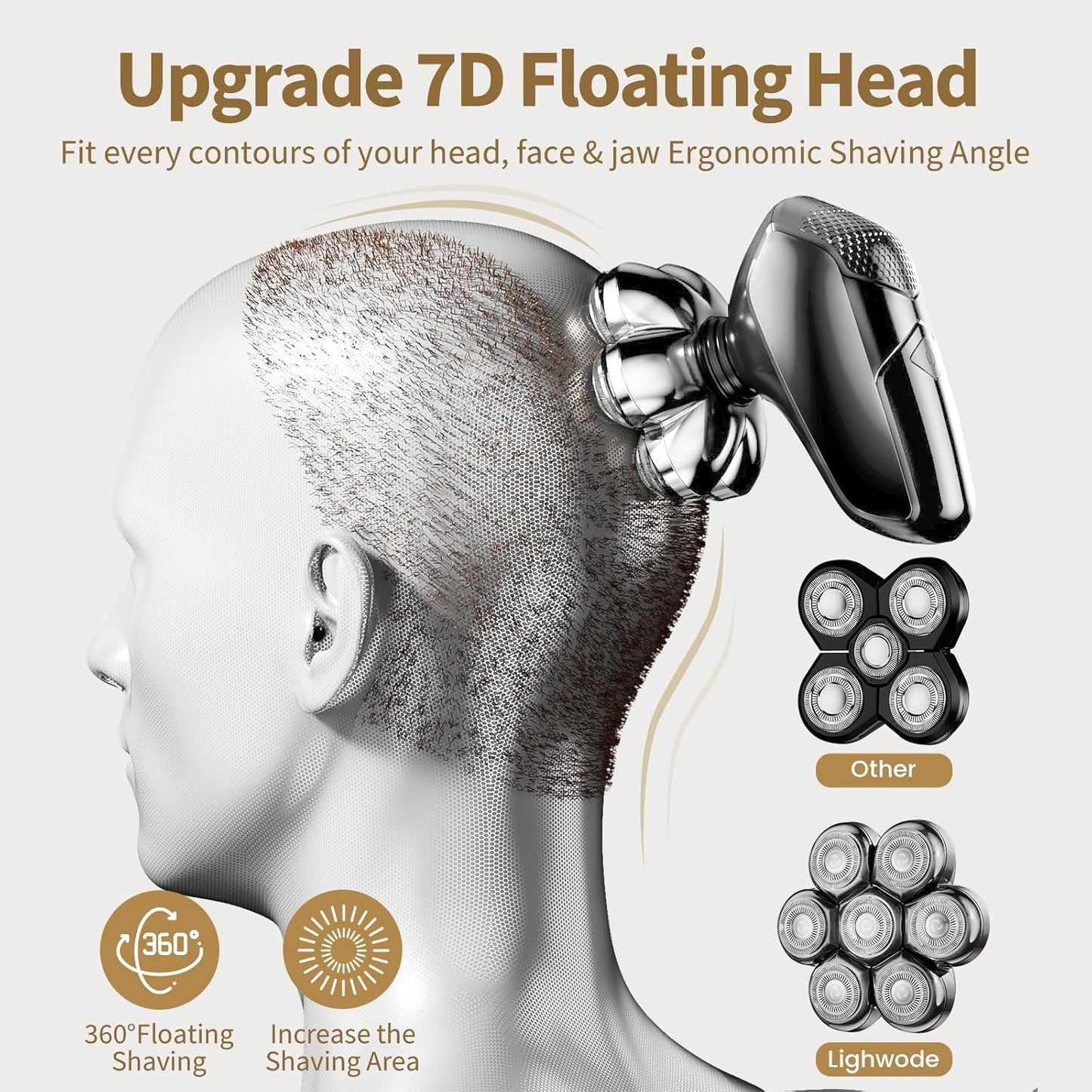 Head Shavers for Bald Men: 5-in-1 Electric Razor - IPX7 Waterproof Shaving Grooming Kit for Balder - Turbo Speed & Precision Blades (Gray Black)