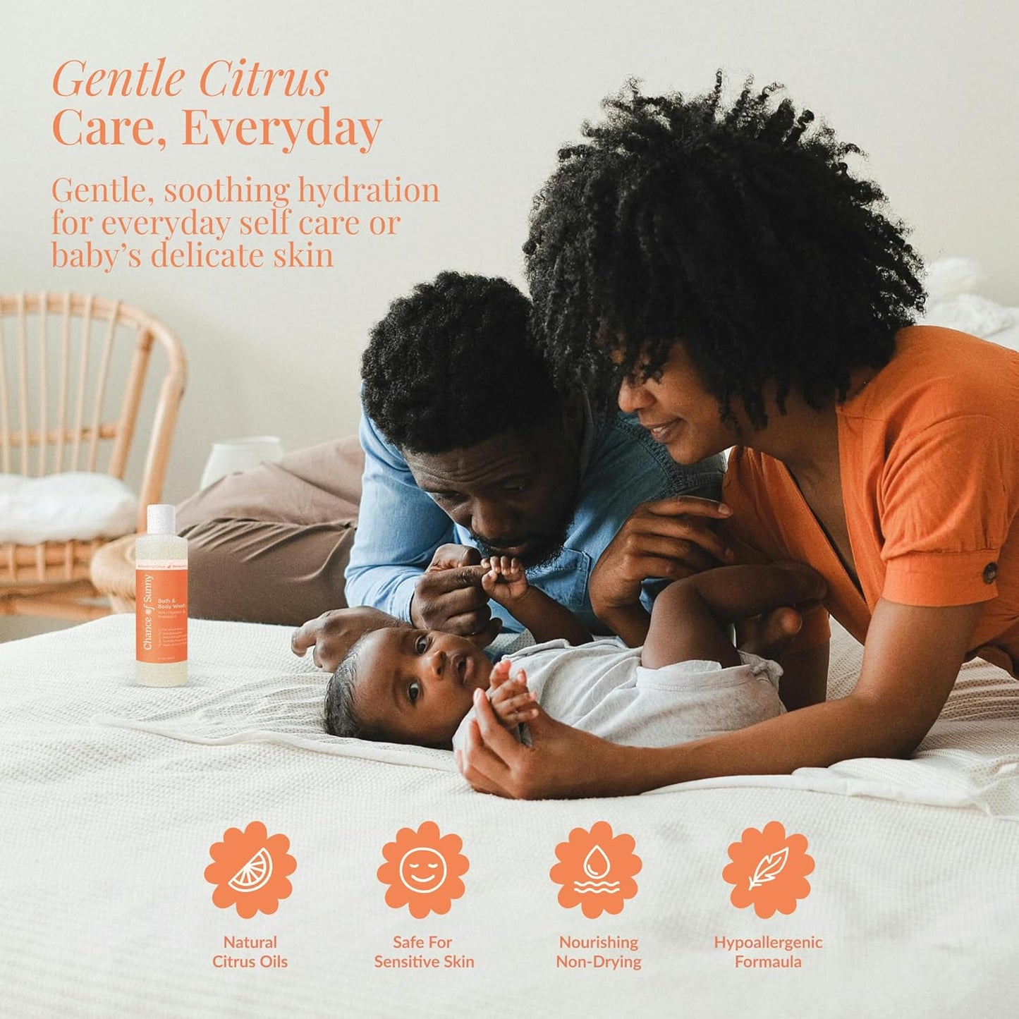 Refreshing Citrus Bath & Body Wash, 8 oz – Hypoallergenic, Vegan with Glycerin & Prebiotics Gentle, pH-Balanced Cleanser for Dry & Delicate Skin (8 oz)