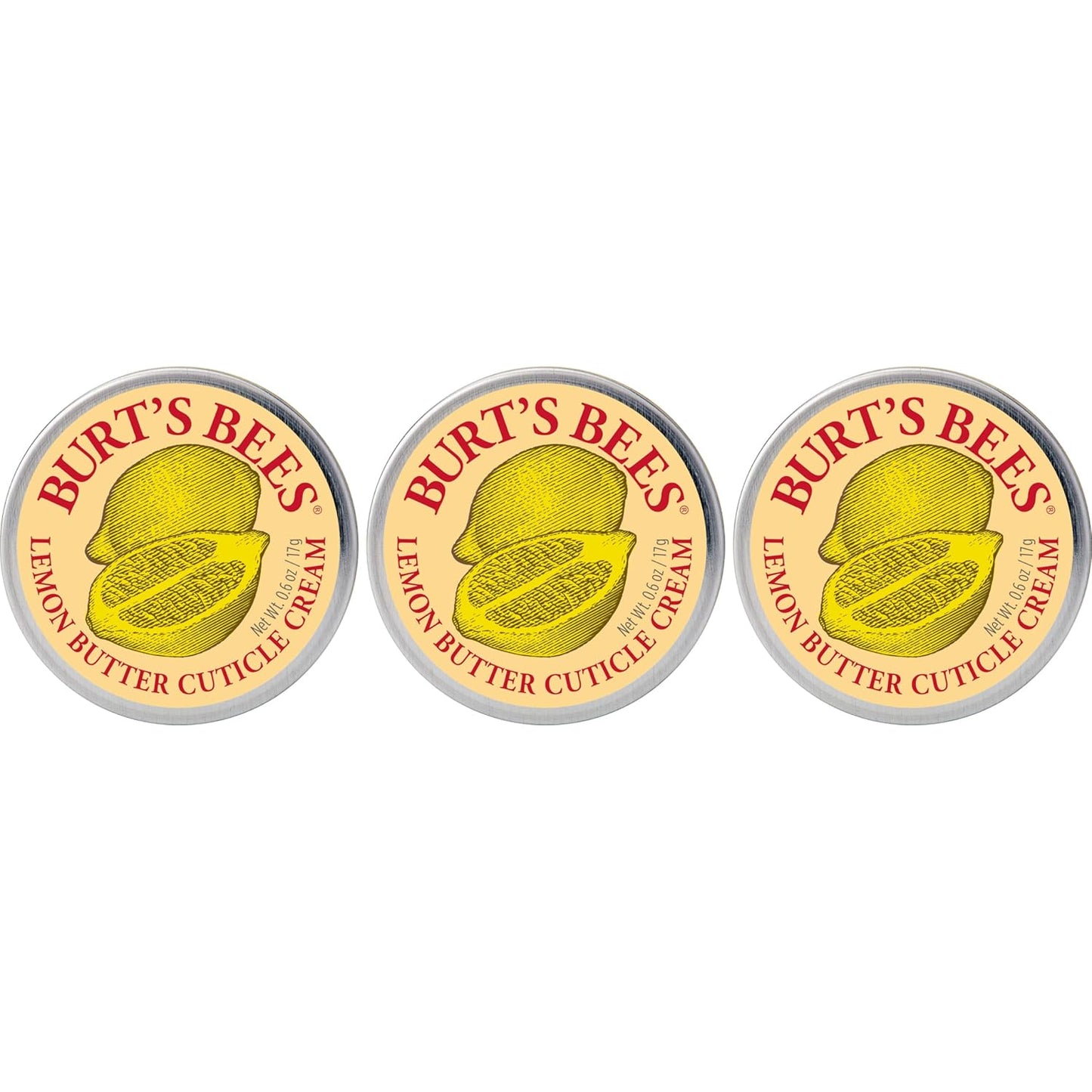 Burt's Bees, Hand Skin Care, Moisturizing Cuticle Cream for Dry Skin, 100% Natural Origin, with Lemon Butter, 0.6 oz. (3-Pack)