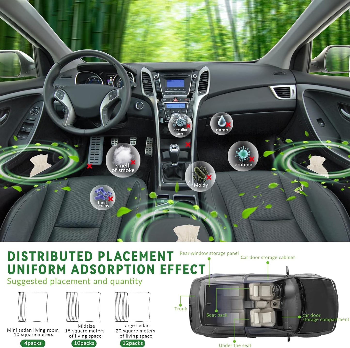 4 Pack charcoal odor absorber,Bamboo Charcoals Air Purifying Bag Charcoals Deodorizer Eliminator for Strong Odors in Car, Closet, Shoe, Basement (200G*4 Pack Beige, Unscented)