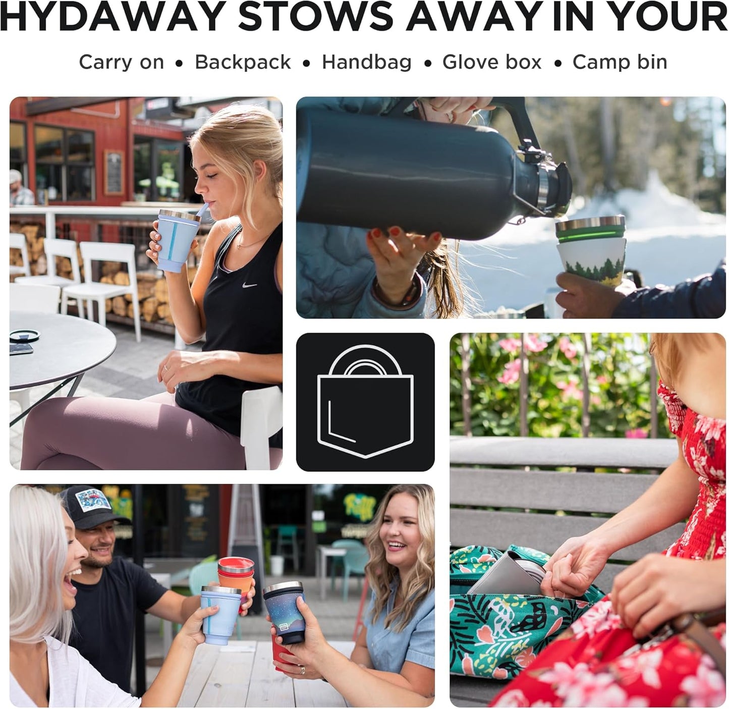 HYDAWAY 16oz Collapsible Tumbler - BPA-Free, Reusable Silicone Cup with Lid & Insulating Sleeve - Perfect for Coffee, Travel, and Everyday Use