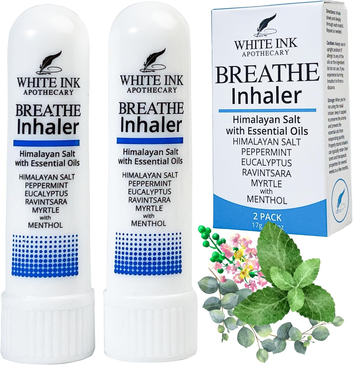 White Ink Breathe | Natural Essential Oil Inhaler Eucalyptus Peppermint | Congestion | Allergy | Focus | Aromatherapy Sinus Relief (2)