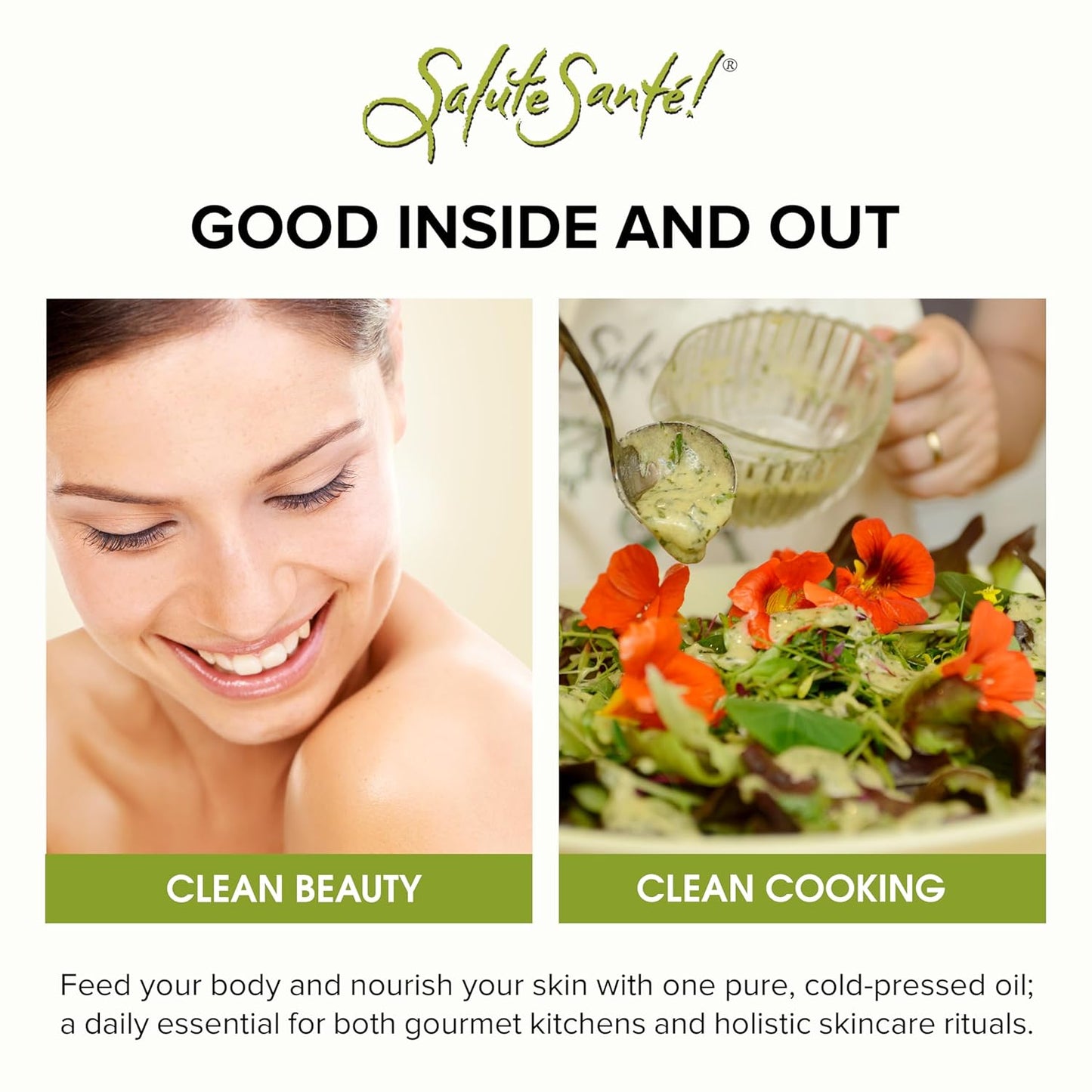 Grapeseed Oil – Cold Pressed & 100% grape oil | “Good Inside and Out” Beauty & Cooking Oil | High-Heat, Non-GMO, Kosher, Vegan | For Skincare, Hair, Massage, Soap & Gourmet Recipes | 5 Liter Jug