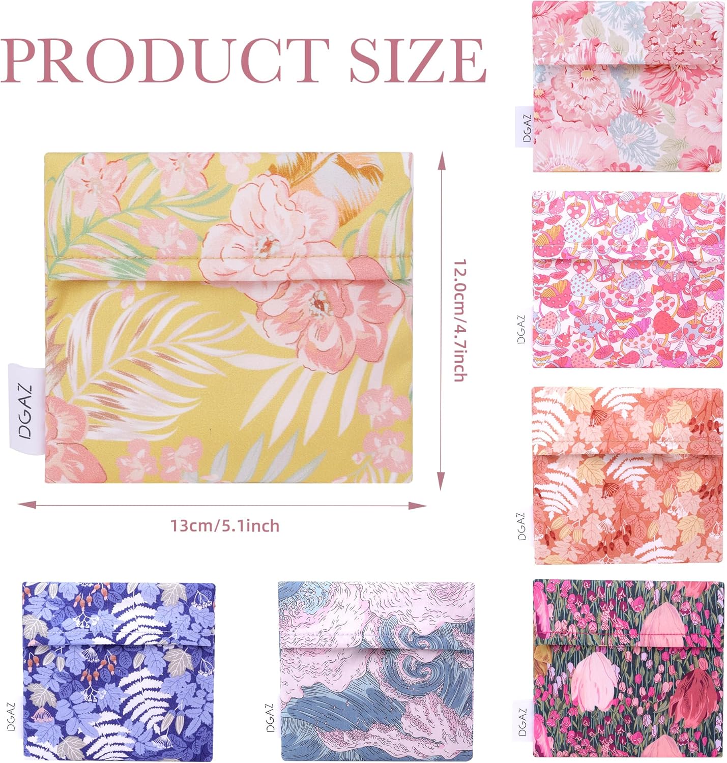 DGAZ Sanitary Napkin Storage Bag, Period Bag for Teen Aged Girls, Portable Period Bag for Panty Liners/Menstrual Cup/Small Tampons，Mini Makeup Bag for Purse(Rebirth)