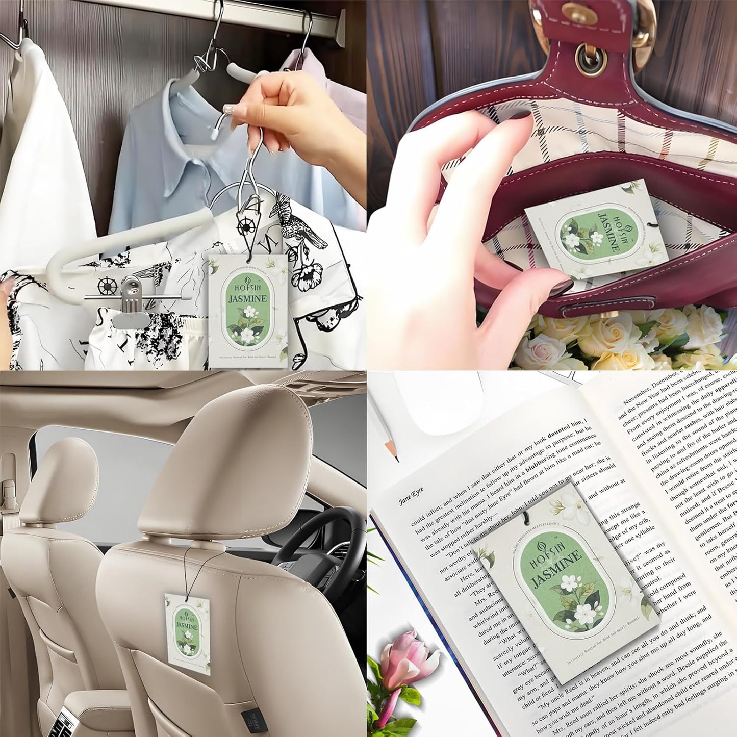 12 Packs Jasmine Scented Sachets for Drawer and Closet, Long-Lasting Air Freshener Sachets Bags Drawer deodorizers Fresh Scents, Home Fragrance for Lover (Jasmine)