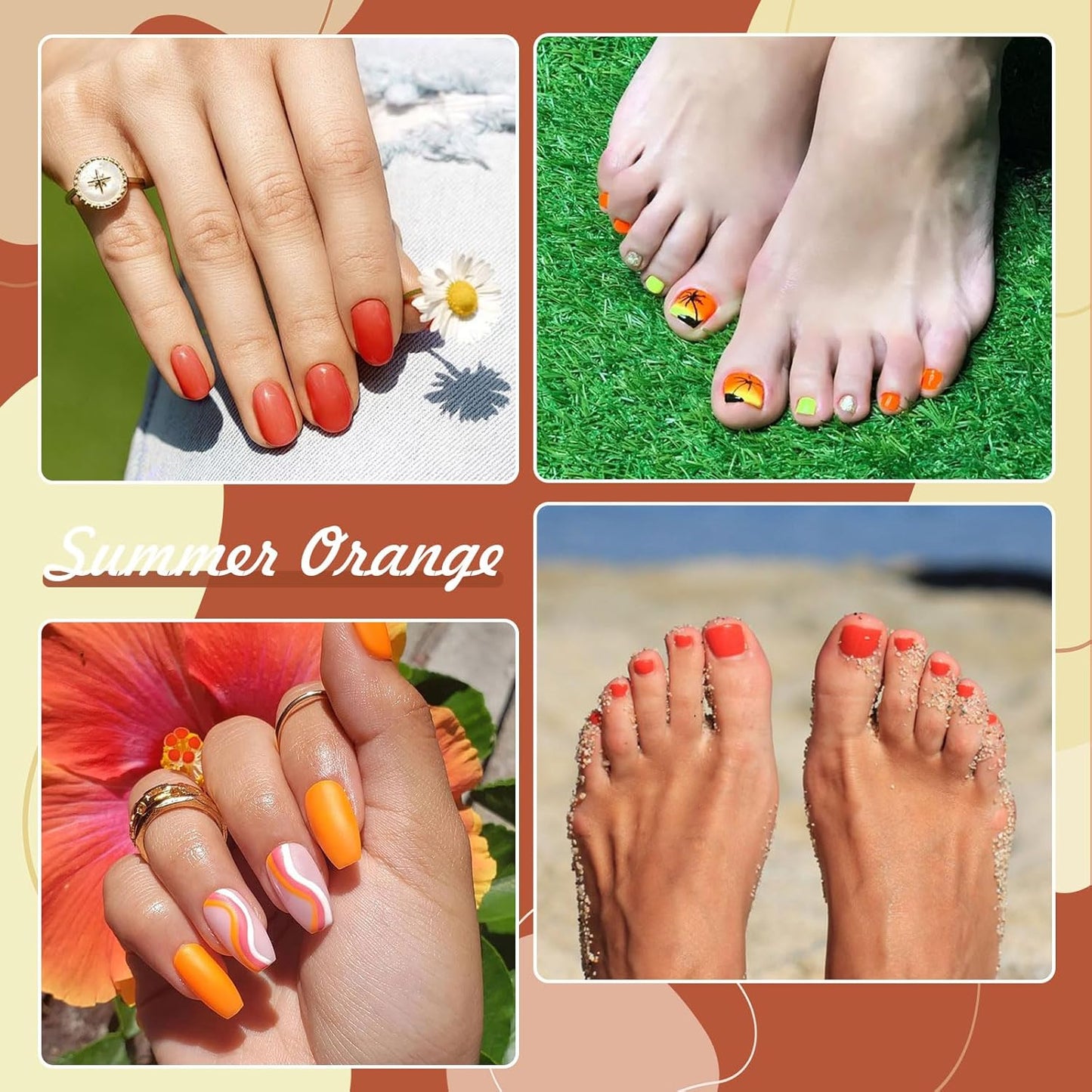 Solid Gel Nail Polish Set, 9 Colors Red Orange Shimmer Solid Cream Gel Polish Palette with Brush, Solid Ombre Nail Polish for Women DIY Manicure Art