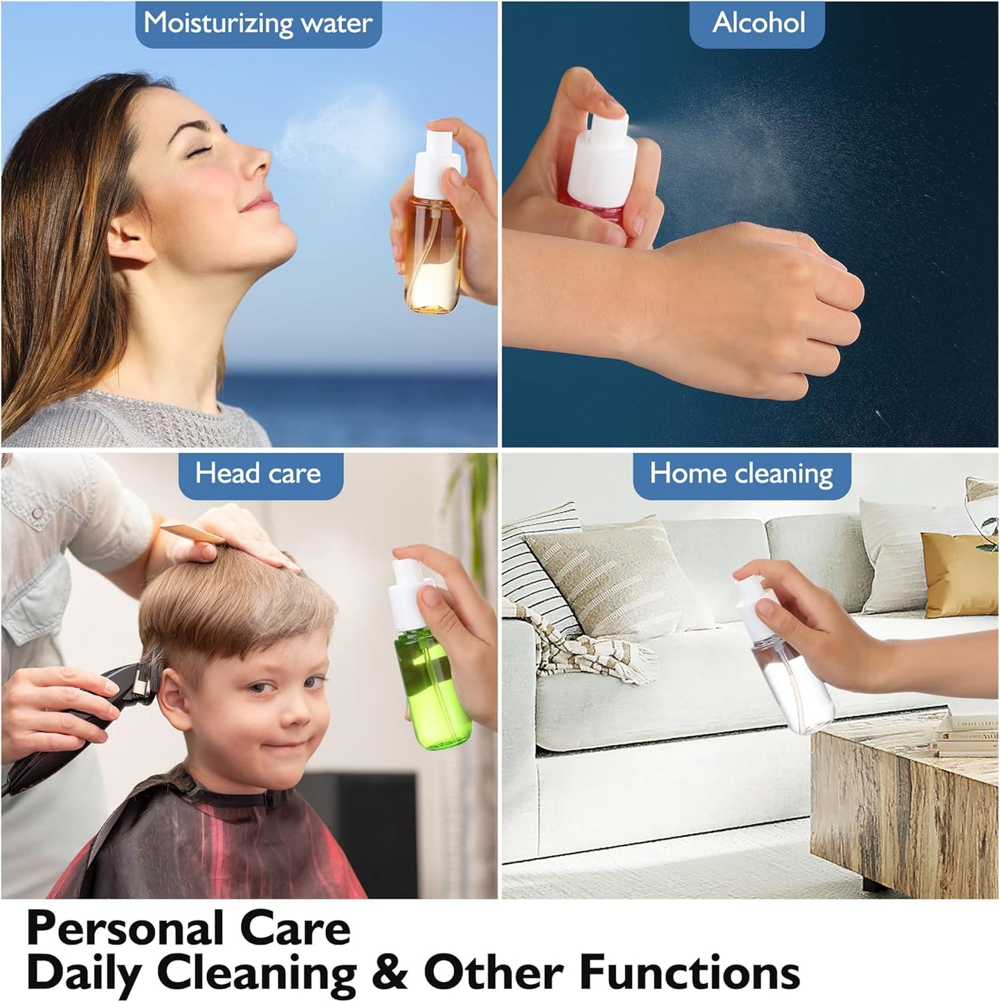 Travel Spray Bottles 1.35oz/40ml Fine Mist Empty Spray Bottles Mini Refillable Plastic Travel Bottle Set for Traveling and Outgoing