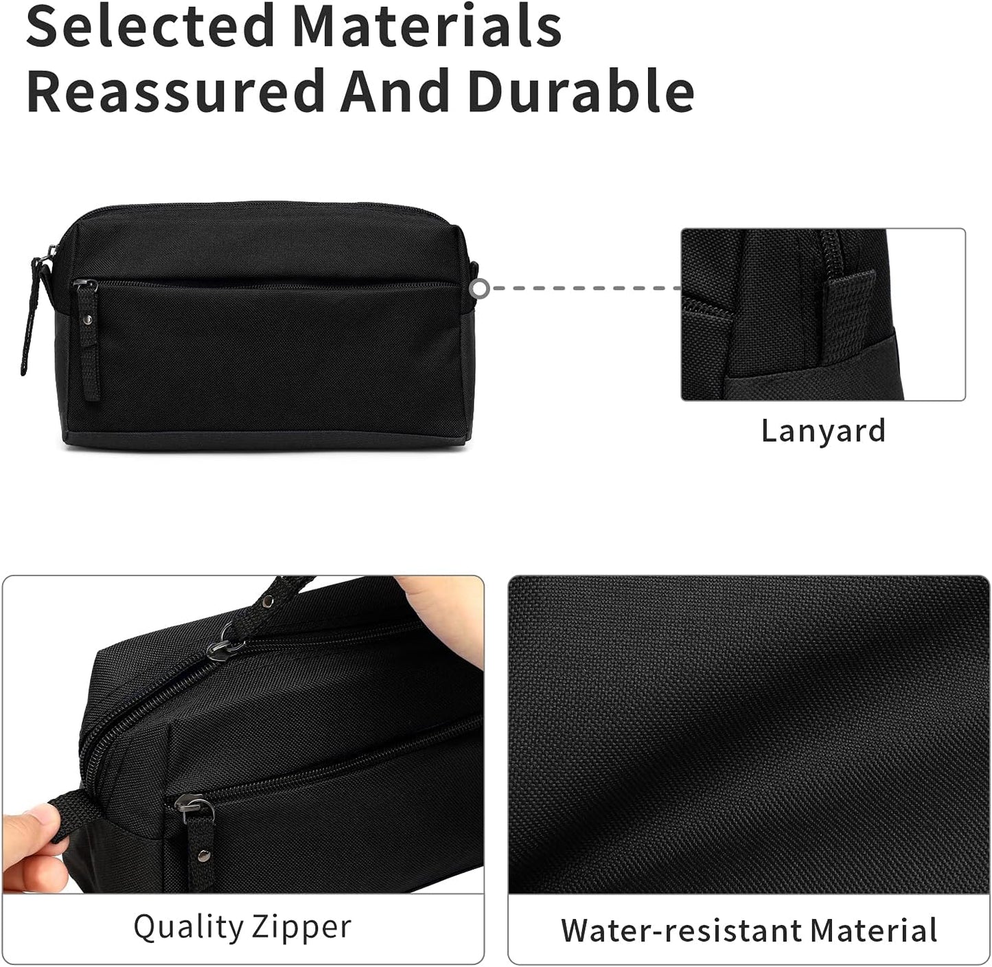 BuyAgain Toiletry Bag, Toiletry Travel Bathroom Bag Waterproof Cosmetic Make up Pouch Dopp Kit For Men or Women, Black