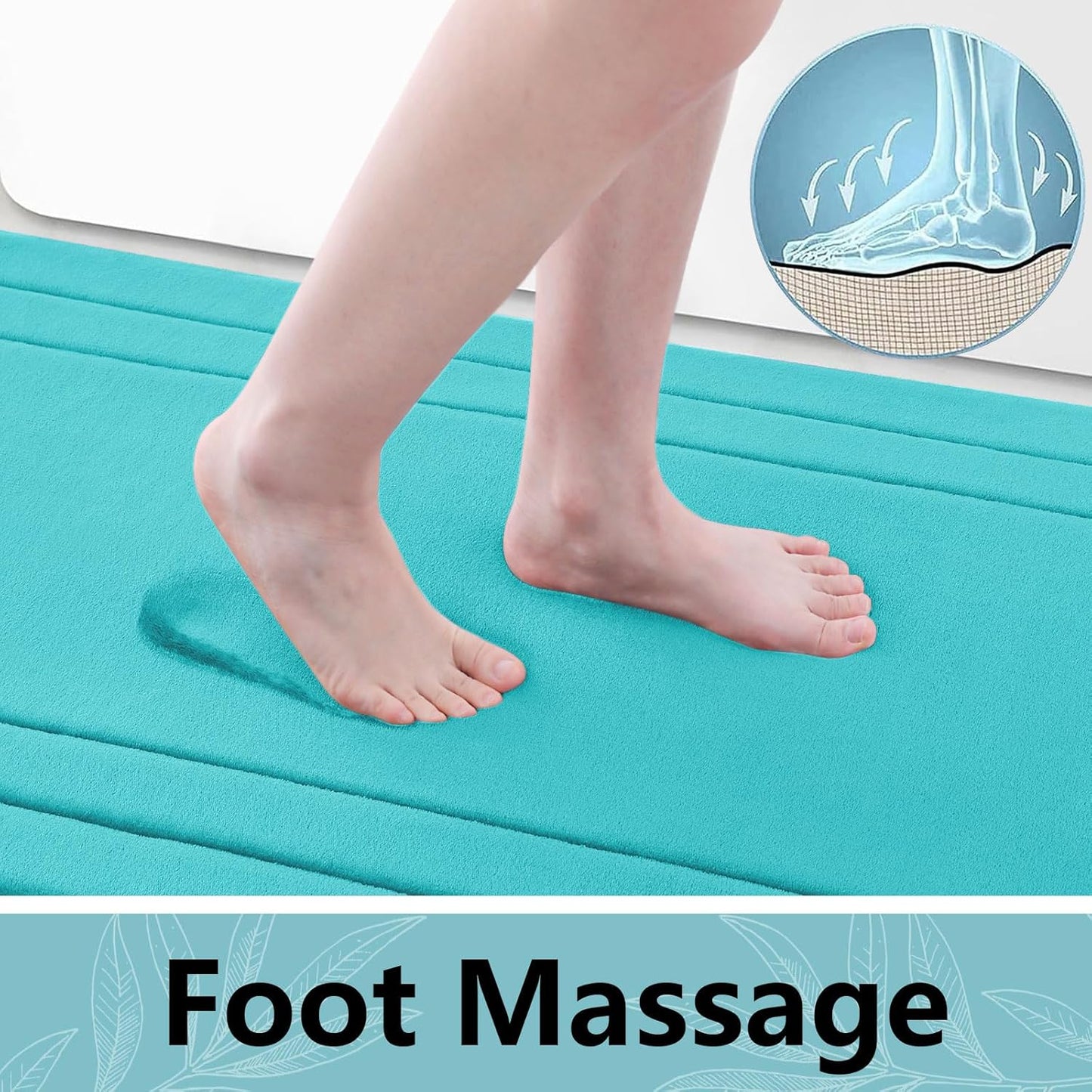 Arotive Memory Foam Bathroom Rug Mat 44x24, Ultra Soft and Absorbent Bath Mat, Machine Wash Dry, Comfortable Bath Rug Carpet for Bathroom Floor, Tub and Shower, Teal