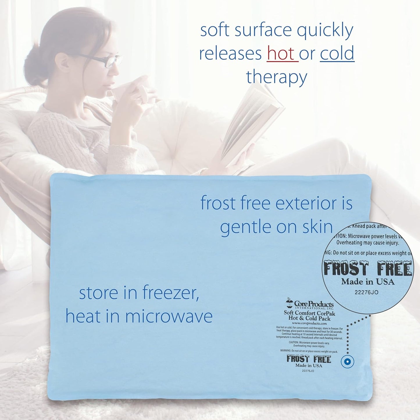 Core Products Soft Comfort CorPak – Reusable Hot & Cold Therapy Pack, Ice Pack for Injuries, No-Frost Compress for Muscle, Back & Joint Pain Relief – 12.5" x 18.5", Made in USA