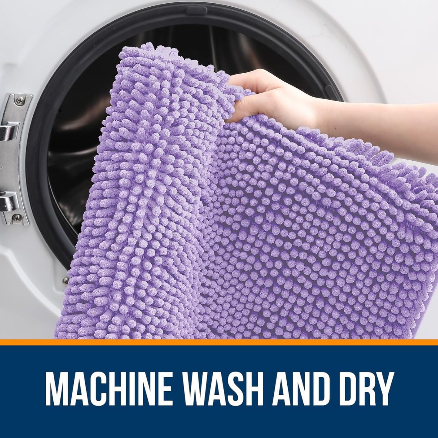 OLANLY Bathroom Rugs 40x32, Extra Soft Absorbent Chenille Bath Rugs, Rubber Backing Quick Dry, Machine Washable Bath Mats for Bathroom Floor, Tub and Shower, Home Decor Accessories, Lavender
