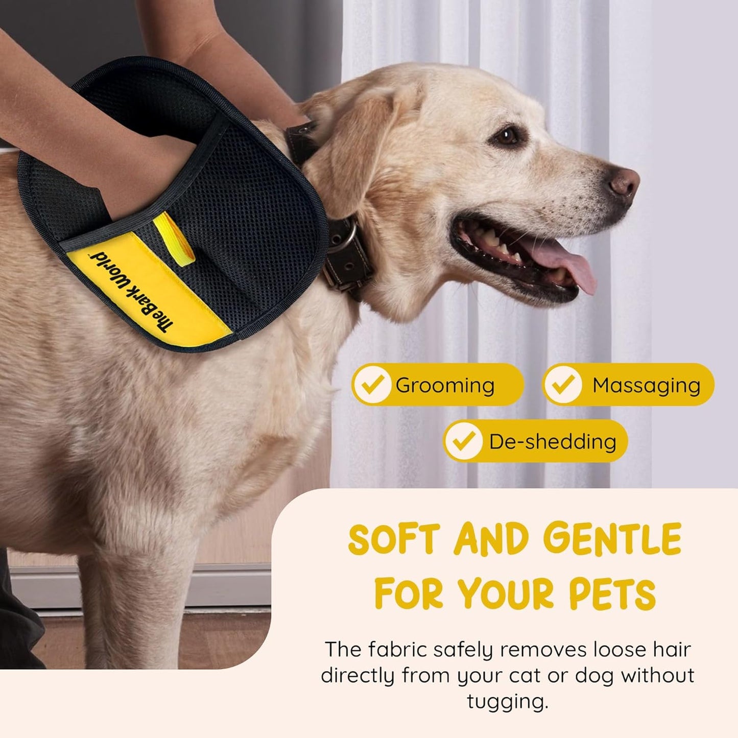 Pet Hair Removal Glove 2-Pack – Reusable Dog & Cat Fur Remover Mitts – Electrostatic Lint Removal Tool for Furniture, Clothing, Carpet & Car Seats