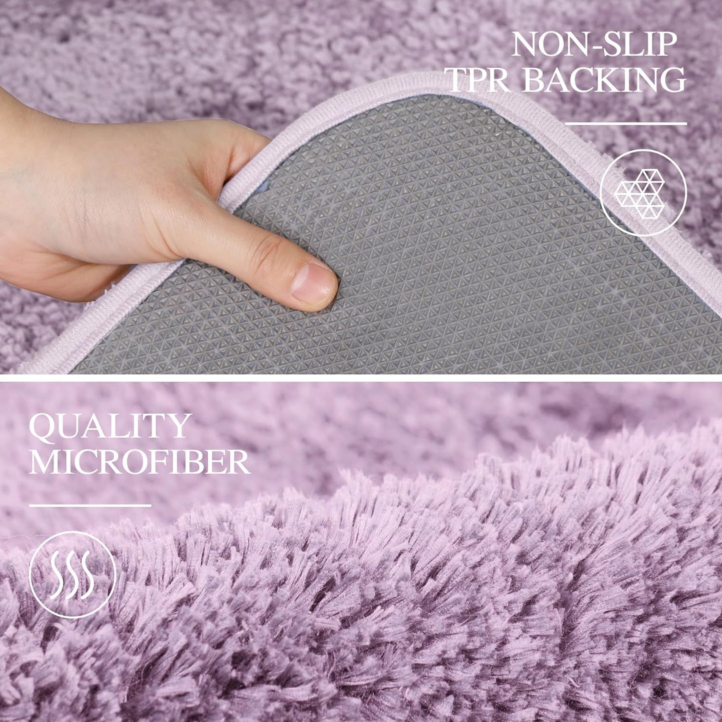 Walensee Bathroom Rug Non Slip Bath Mat for Bathroom (16 x 24, Lavender) Water Absorbent Soft Microfiber Shaggy Bathroom Mat Machine Washable Bath Rug for Bathroom Thick Plush Rugs for Shower
